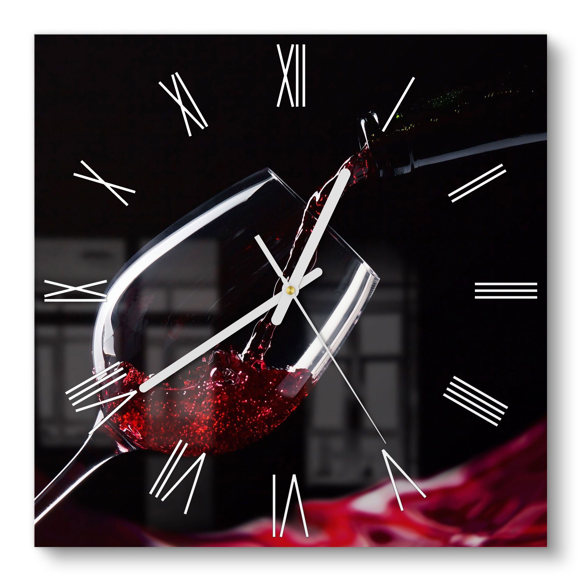 DEQORI Wanduhr 'Rotwein ins Glas gegossen' günstig online kaufen