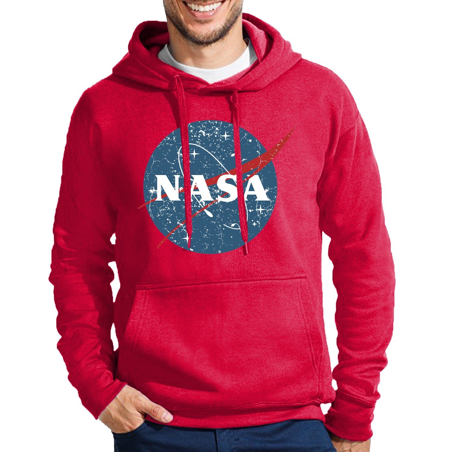 Blondie & Brownie Hoodie Herren Vintage NASA Galaxy Space Mars Elon X Mit Kapuze Rot