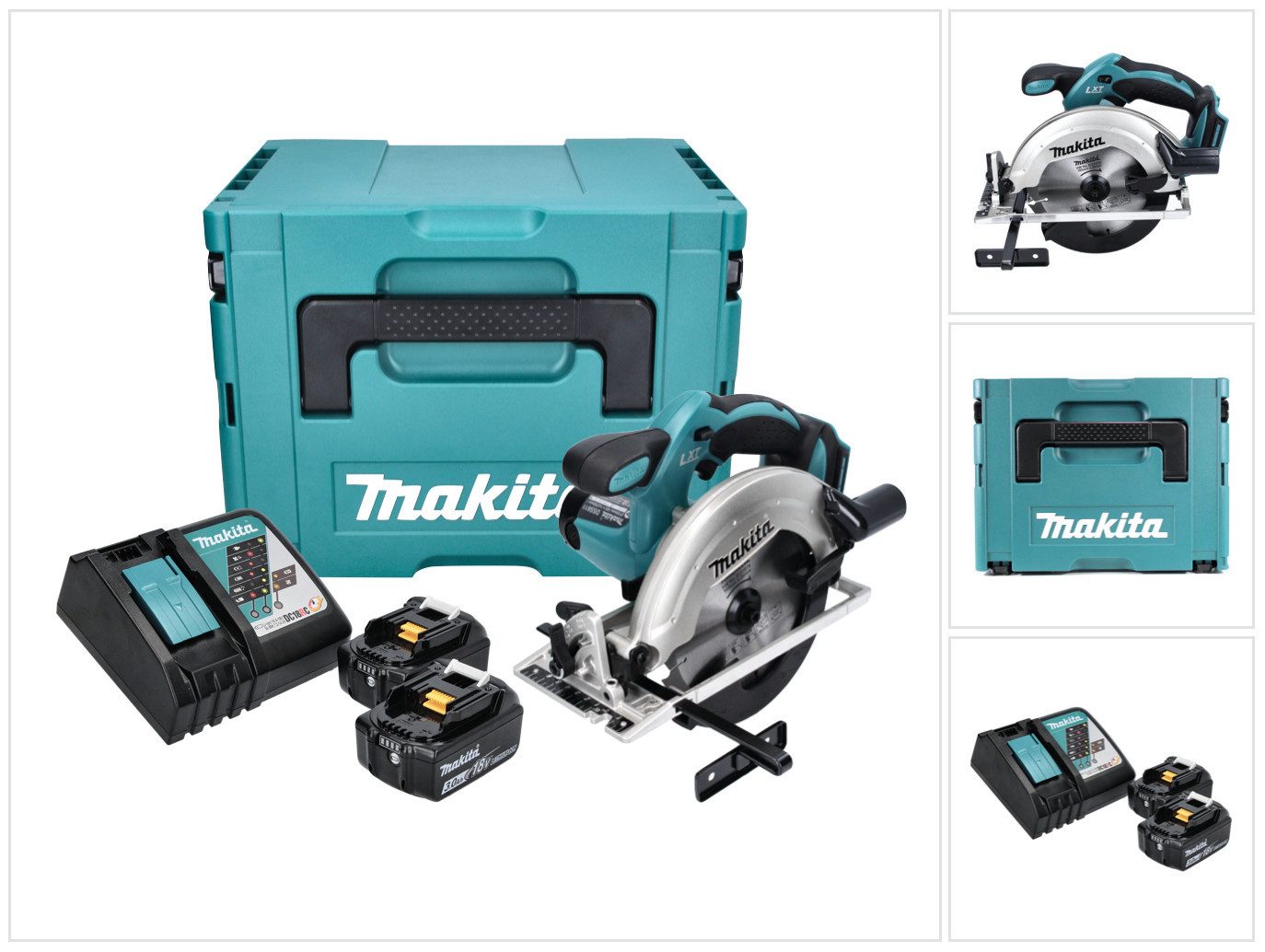 Makita Akku-Handkreissäge DSS 611 RFJ 18 V 165 mm + 2x Akku 3,0 Ah + Ladegerät + Makpac