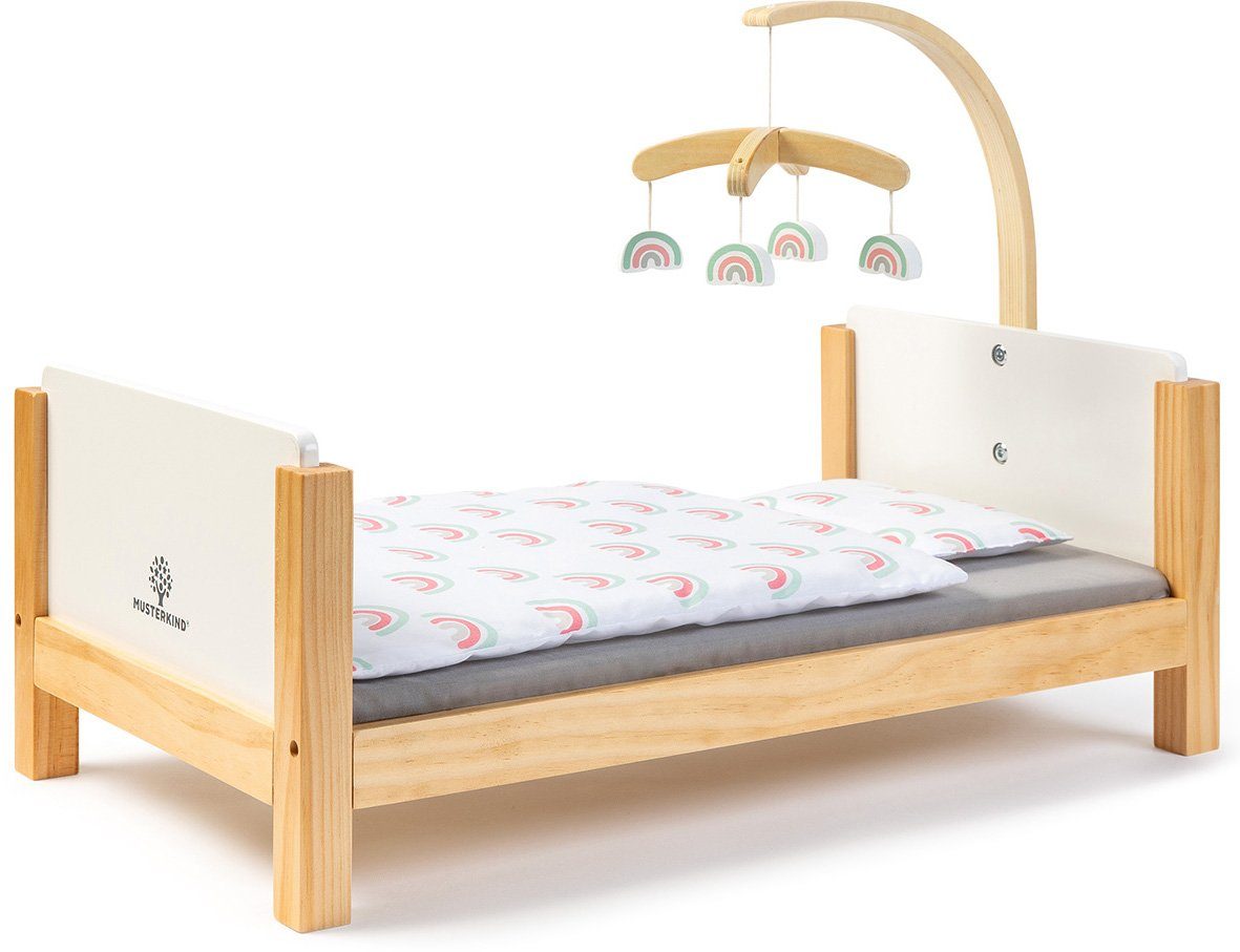 MUSTERKIND® Puppenbett Barlia, weiß/natur, mit Mobile günstig online kaufen
