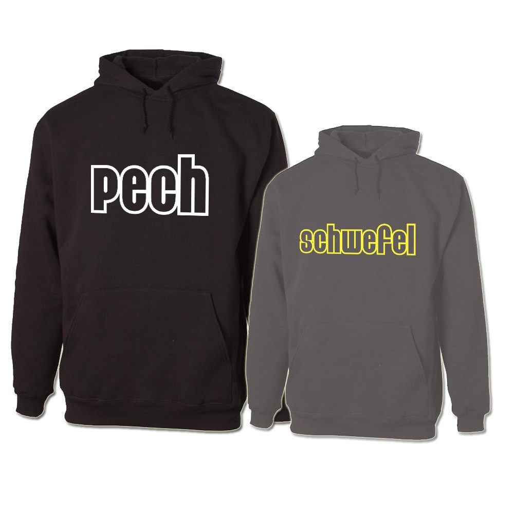 G-graphics Hoodie Pech & Schwefel (Partner- / Paar-Set, Einzelteile zum selbst zusammenstellen) Aufdruck auf der Vorder- oder Rückseiteseite wählbar