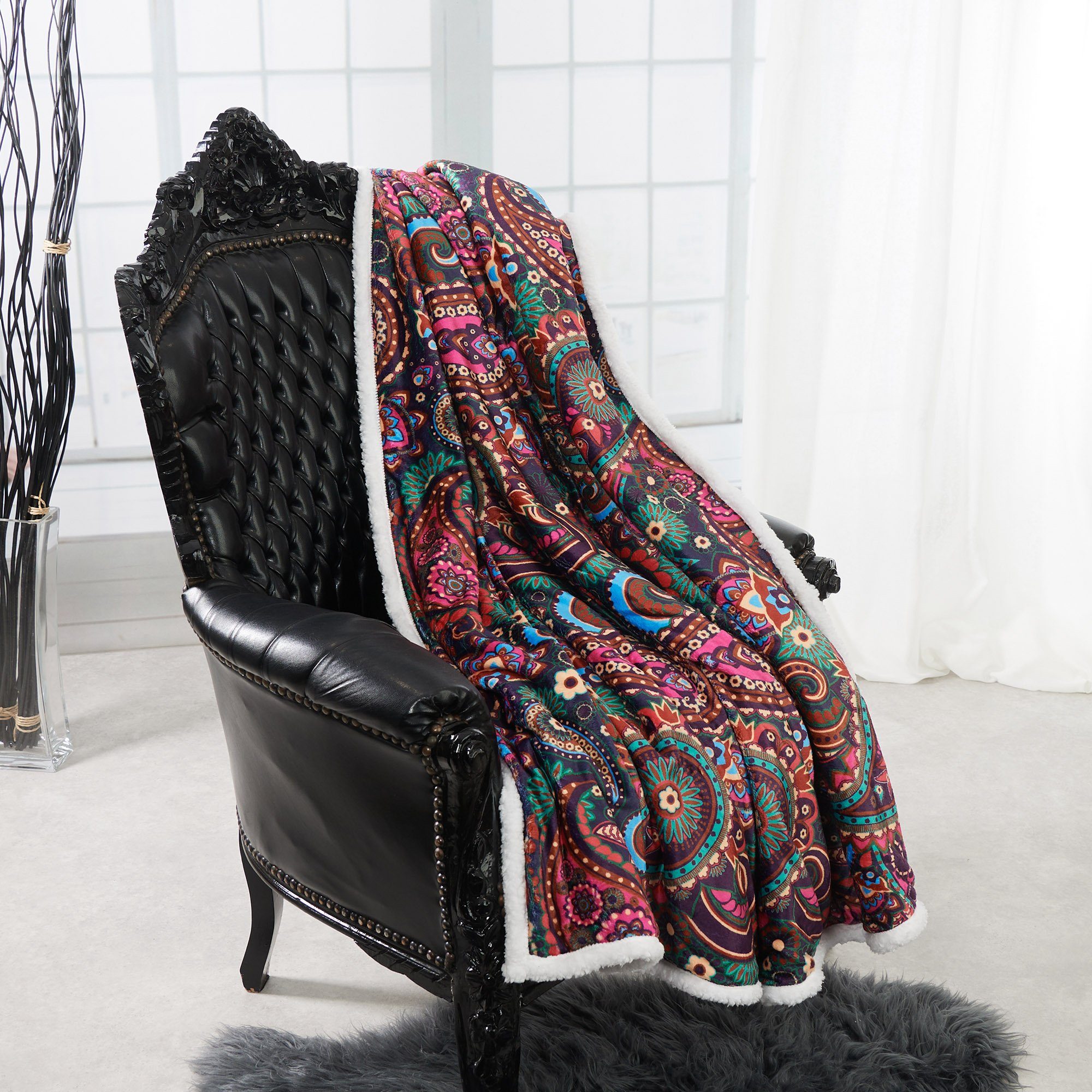 Wohndecke Paisley, HOME DREAM, 150 x 200 cm, edle farbbrillante Kuscheldeck günstig online kaufen