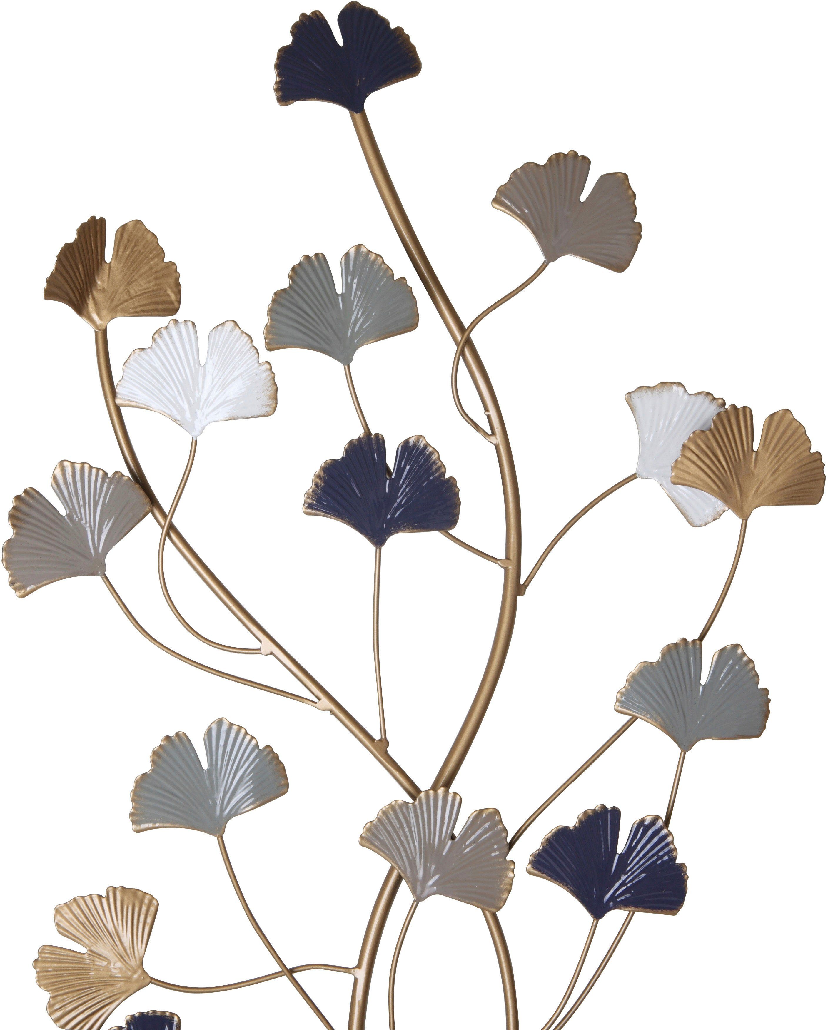OTTO home Wanddekoobjekt Gingko Blätter, florale Dekoration, hochwertige Wanddeko, aus Metall, ca.91cm hoch