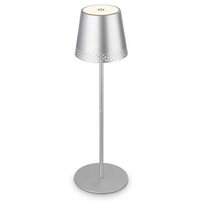 Briloner Leuchten Außen-Tischleuchte 7438014, LED fest verbaut, mit Akku, höhenverstellbar, USB-C, warmweiß, IP44, braun-gold, 38 cm