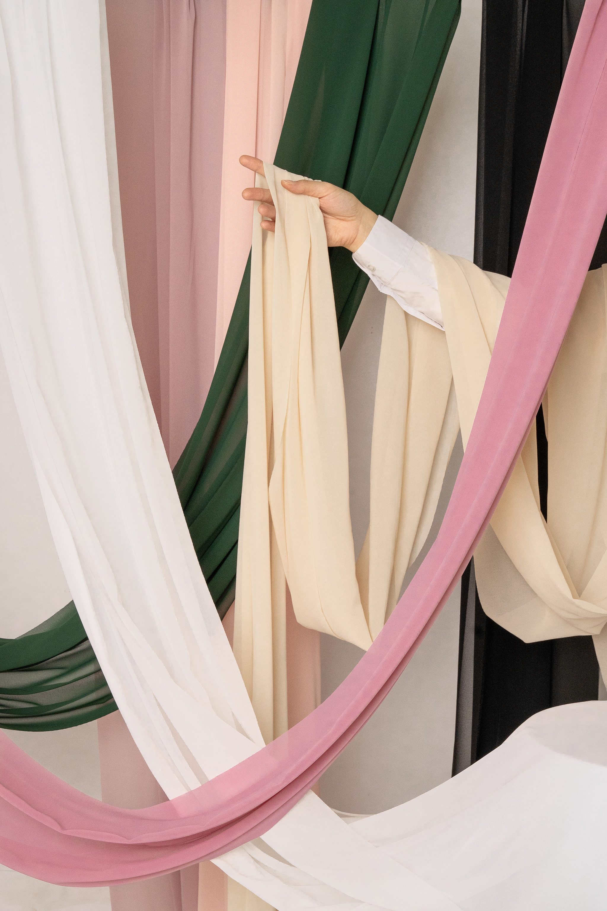 partydeco Bastelband, Tischläufer Chiffon 48cm x 5m Hellrosa