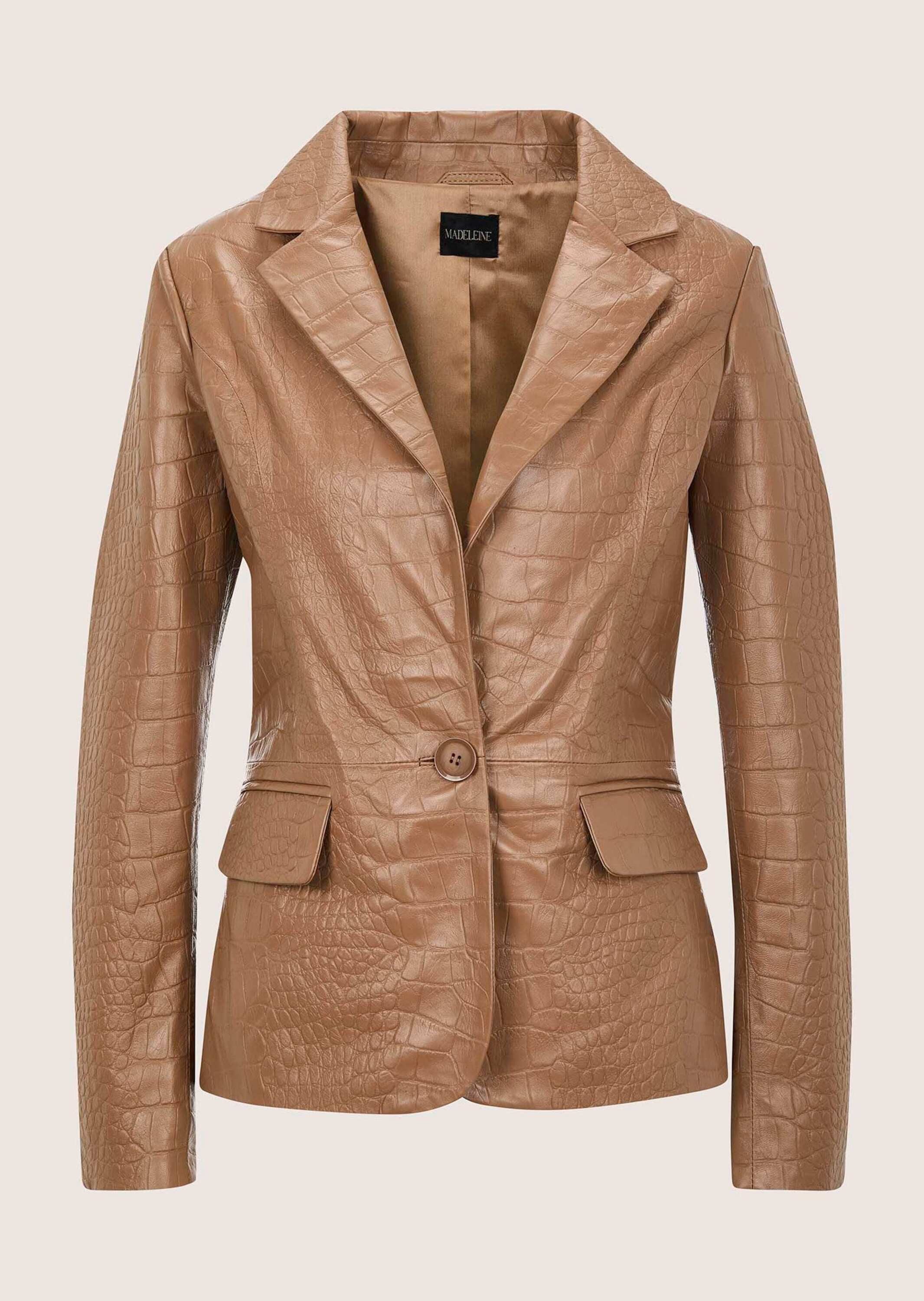 Jeansjacke Lammnappa-Blazer mit Kroko-Prägung