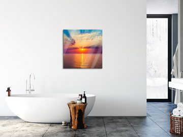 Pixxprint Glasbild Meer im Sonnenaufgang, Meer im Sonnenaufgang (1 St), Glasbild aus Echtglas, inkl. Aufhängungen und Abstandshalter