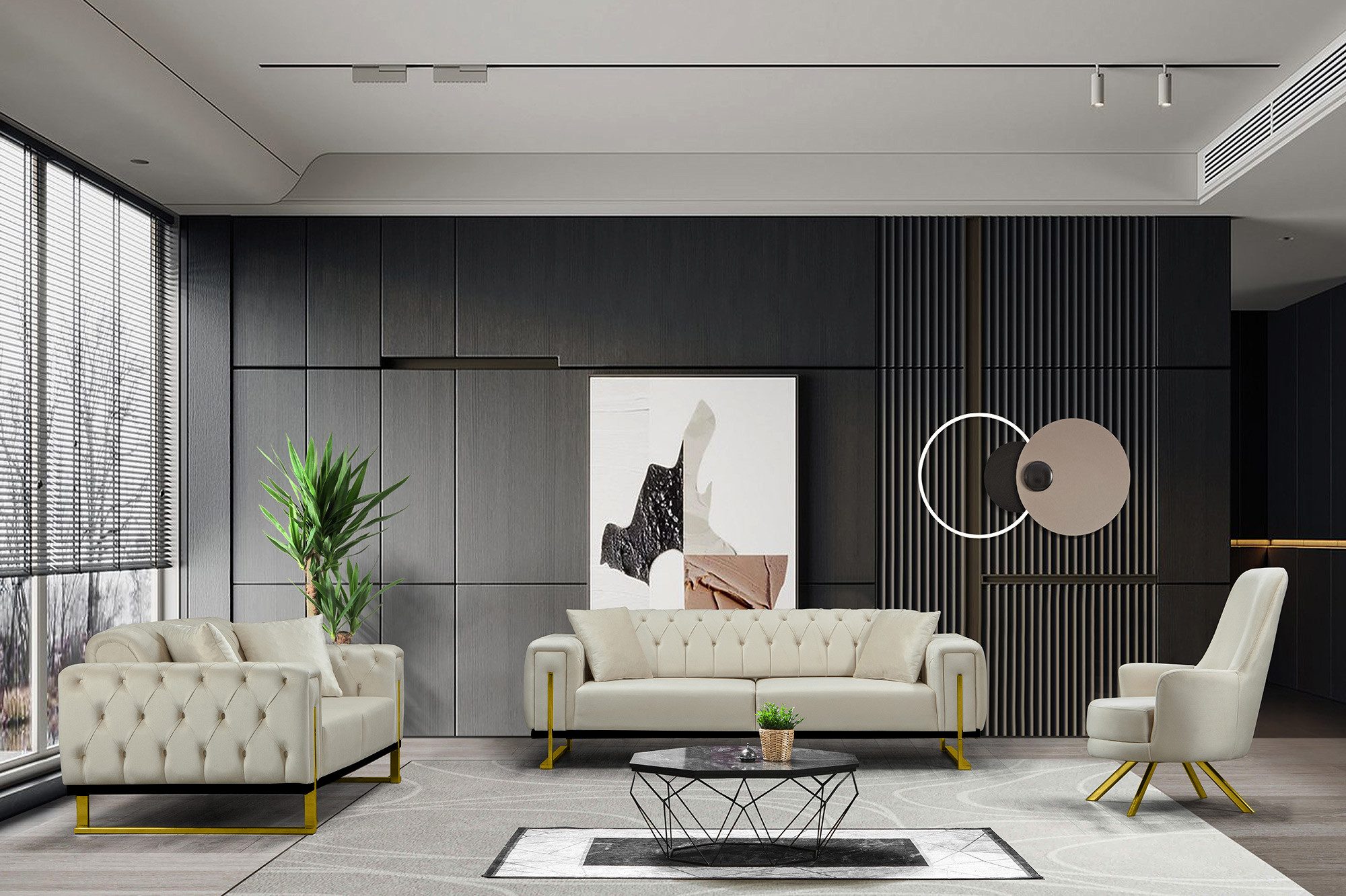 Palms-Store Sofa Valenci 6 Stoff-farben & 3 Kufen Farben, frei kombinierbar, mit Bettfunktion