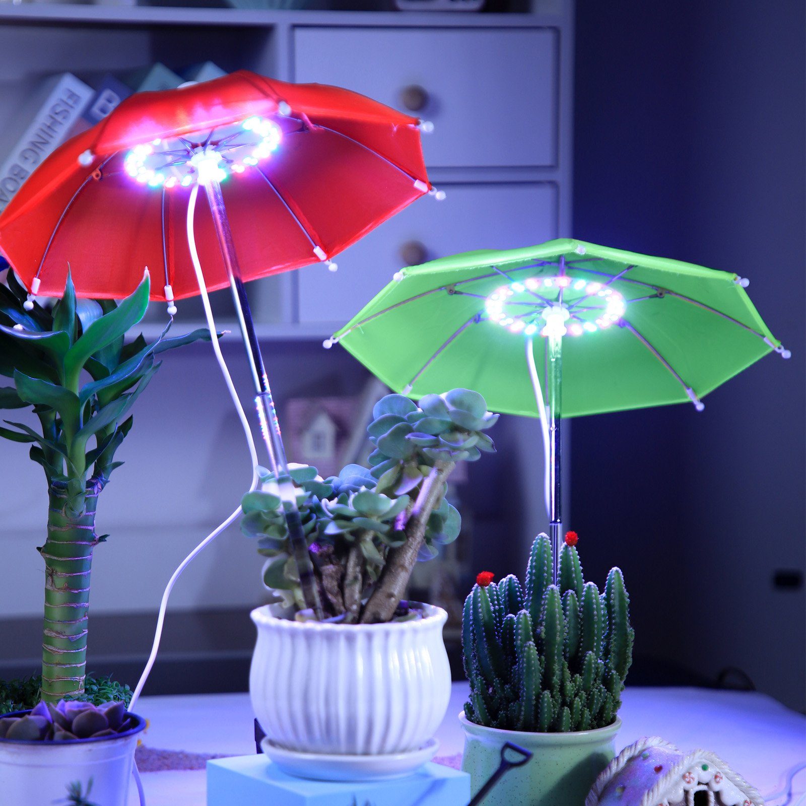Sunicol Pflanzenlampe 48LED, Dimmbar mit Wachstumslampe Mini Zeitschaltuhr Time, Sukkulente Kleiner Grow Rot Zimmerpflanzen Pflanzenleuchte, Spektrum Leuchte, Voll