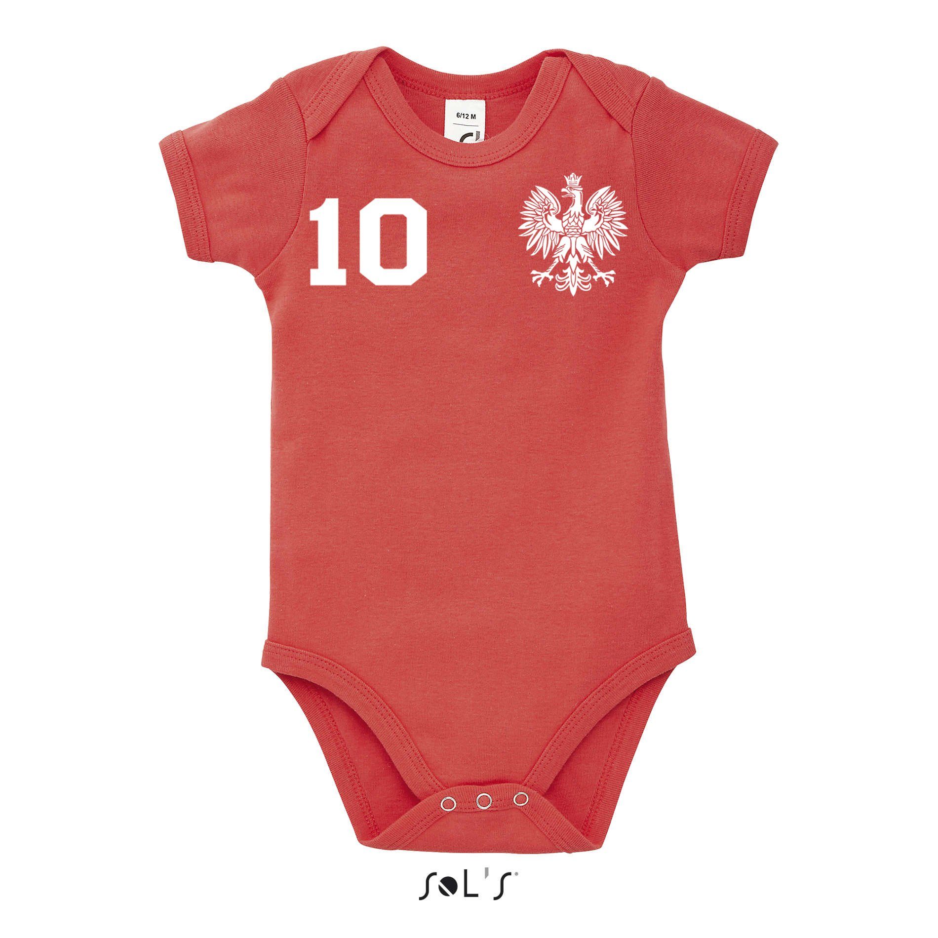 Blondie & Brownie Europa Fußball Polen Meister EM Kinder Polska Baby Weiss/Rot WM Sport Trikot Strampler