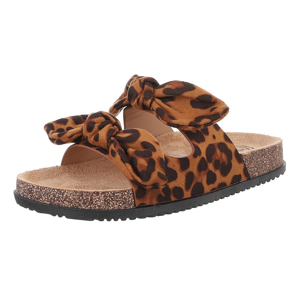 Ital-Design Bequeme Damen-Sandalen mit Bändern für den Sommer Pantolette (89368676) Flach Pantoletten in Braun
