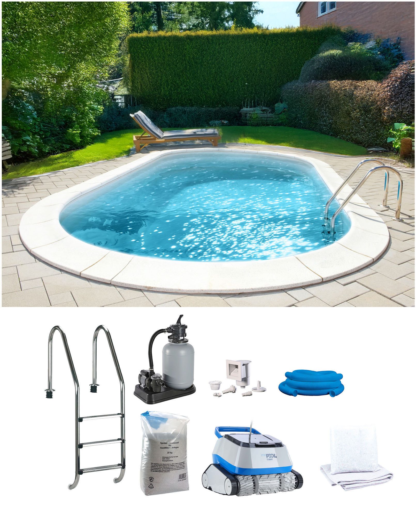my POOL BWT Ovalpool POWER, BxLxH: 360x737x120 cm (Komplett-Set, 7-tlg), in 2 Folienfarben erhältlich, inkl. Poolroboter POWER ONE4ALL