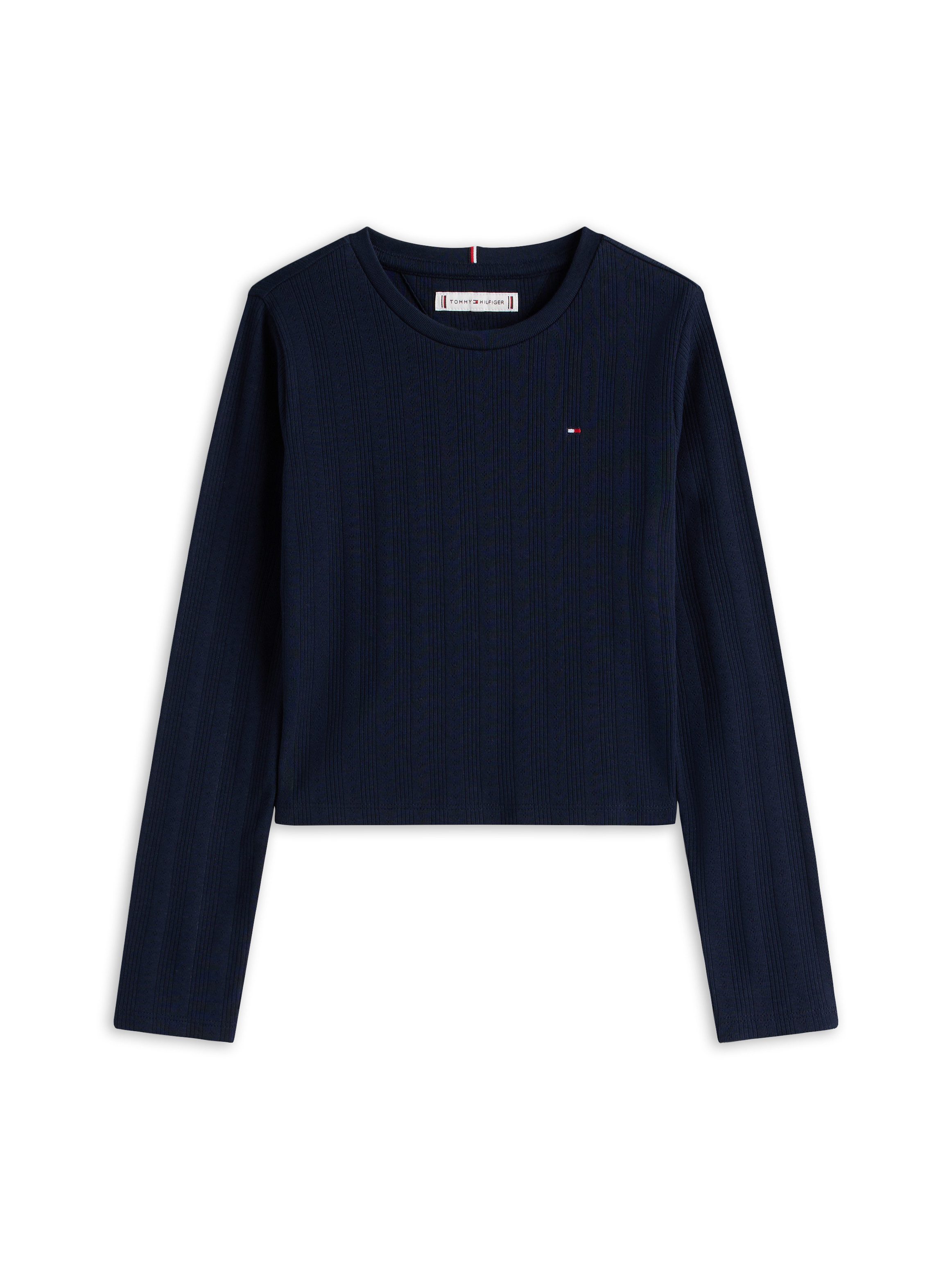 Tommy Hilfiger Langarmshirt POINTELLE TOP LS für Kinder bis 16 Jahre, mit Logo-Druck