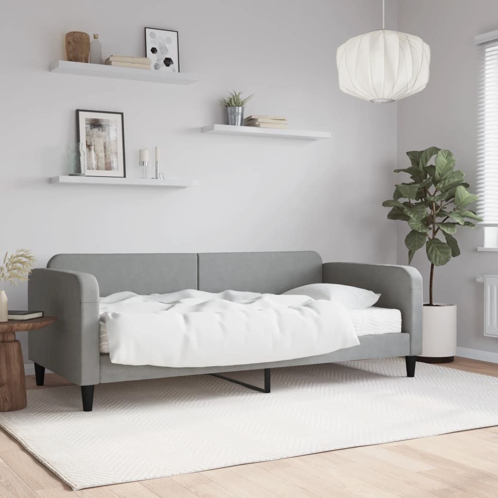 vidaXL Bett, Tagesbett mit Matratze Hellgrau 90x190 cm Stoff günstig online kaufen