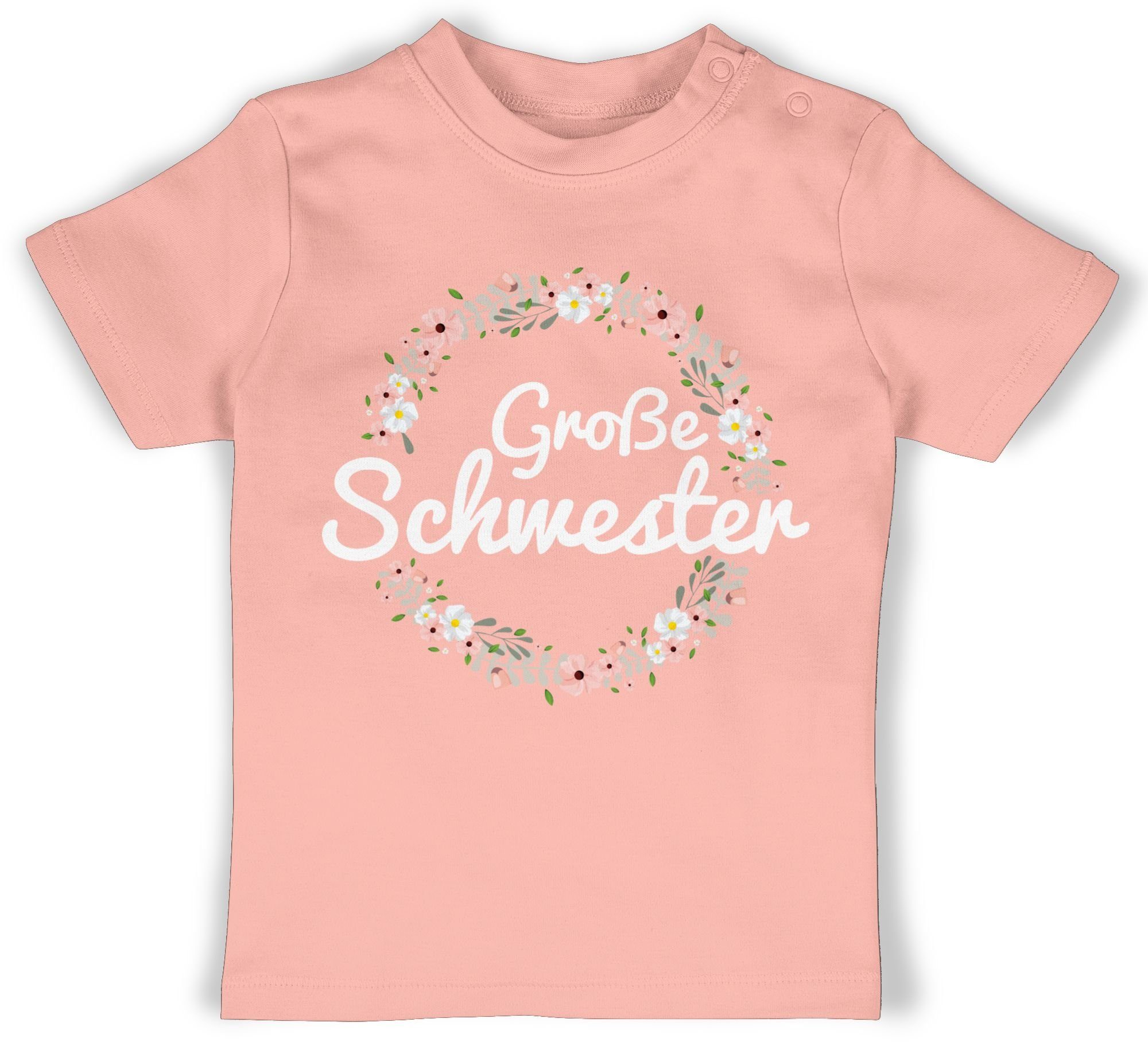 Geschwister und Shirtracer Schwester Große 1 Bruder I Babyrosa T-Shirt Schwester Geschenk