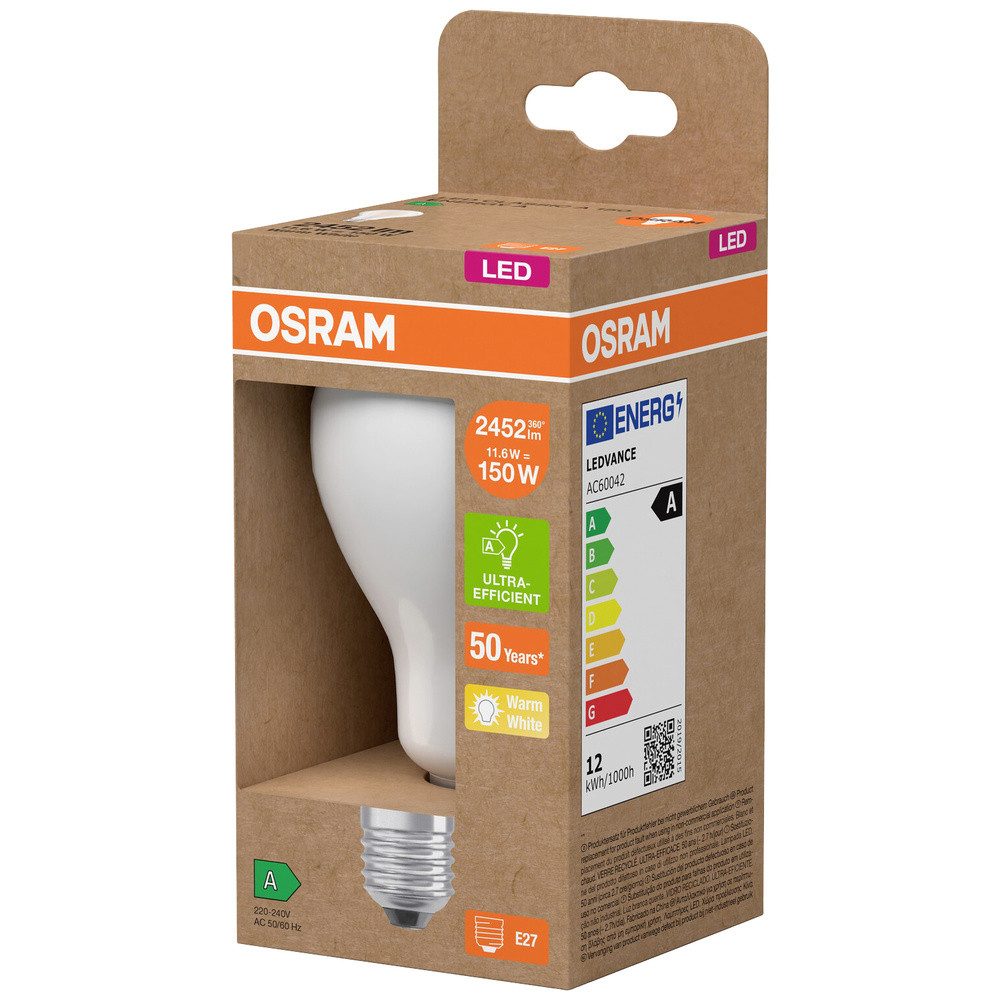 Osram LED-Leuchtmittel OSRAM HOMELIGHTING 4058075839182 LED EEK A (A - G) E27 Glühlampenform