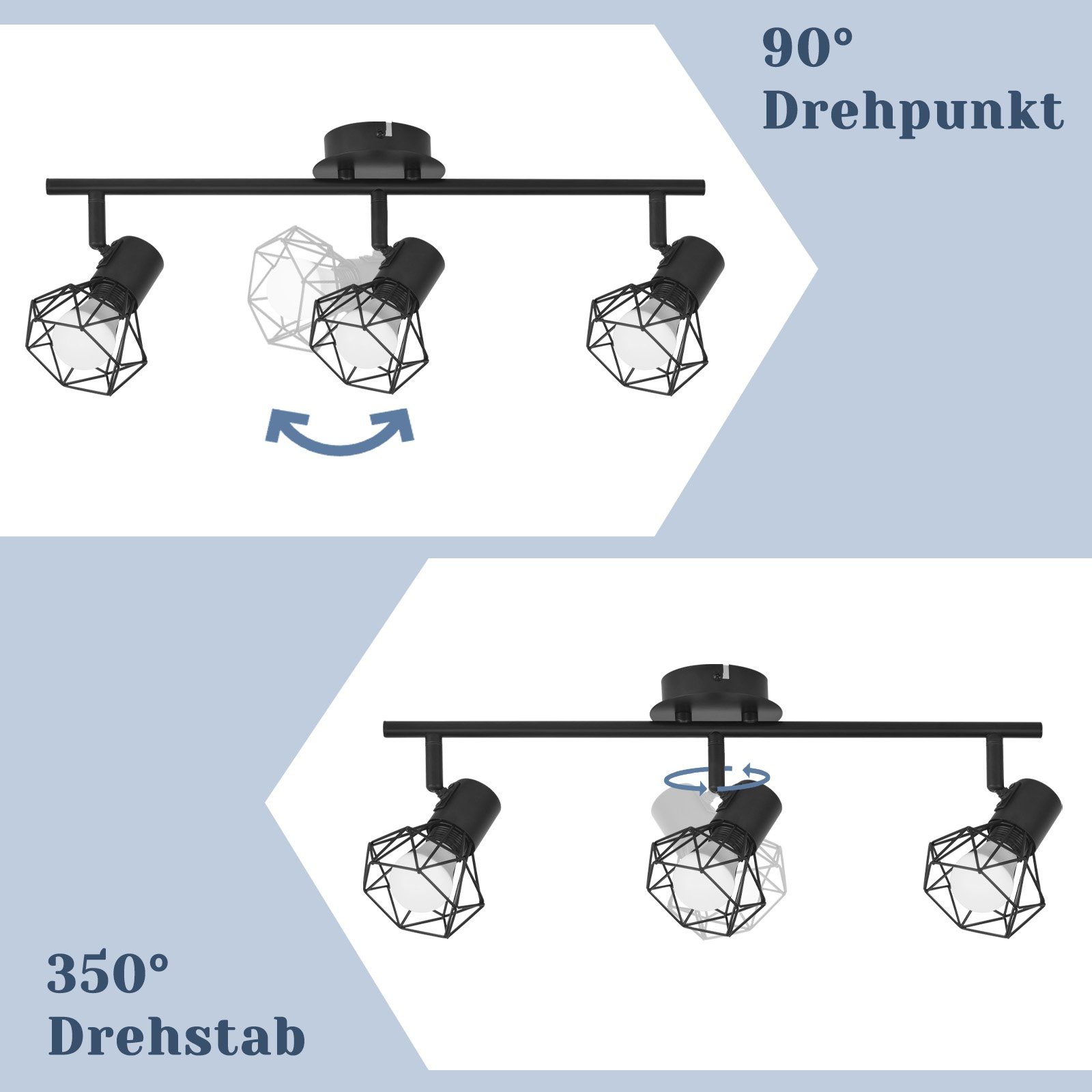 Nettlife Deckenstrahler Deckenstrahler 3 Flammig Rund Deckenspots, 350° Dre günstig online kaufen