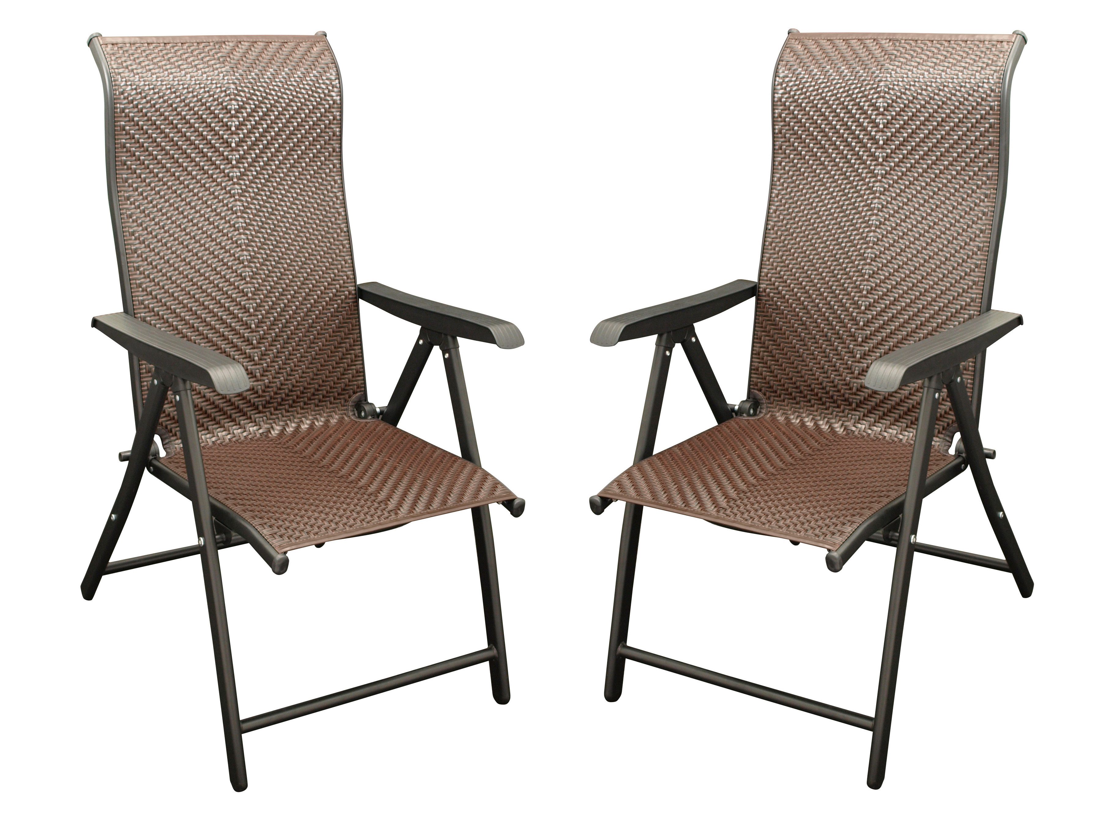 DEGAMO Gartensessel ANTIBES (2-St., 2er Set), Metall + Polyrattan braun, faltbar, 7-fach verstellbar