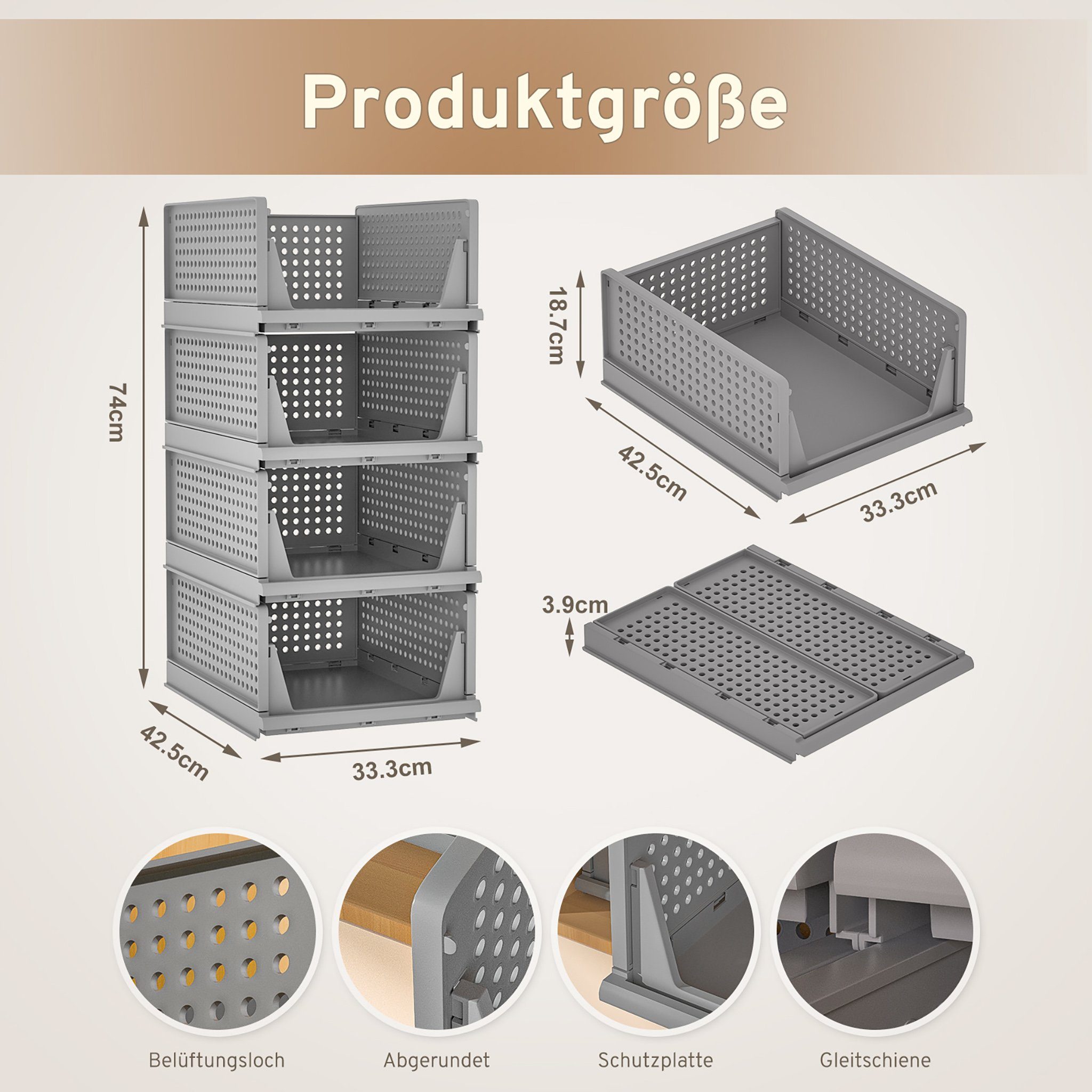 Yorbay Organizer 4er Set Stapelbarer Kleiderschrank Organizer 43 x 33 x 19 günstig online kaufen