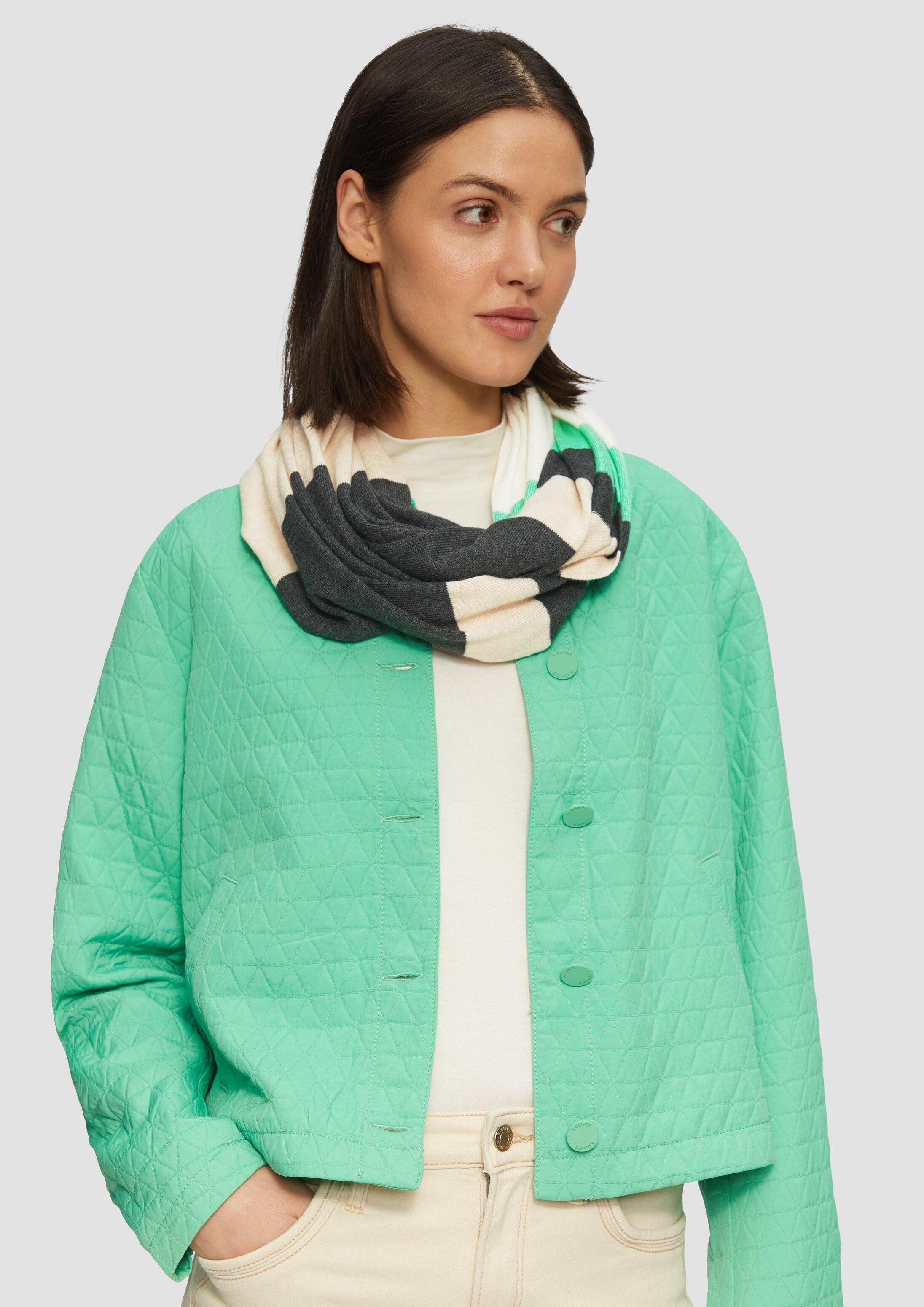s.Oliver Loop Snood, Gestreifter Loop-Schal aus Wollmix