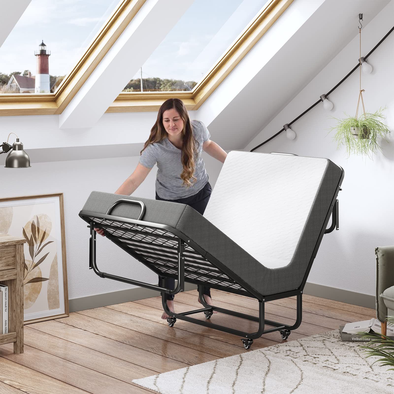 MSMASK Klappbett Gästebett 90x200cm auf Rädern, günstig online kaufen