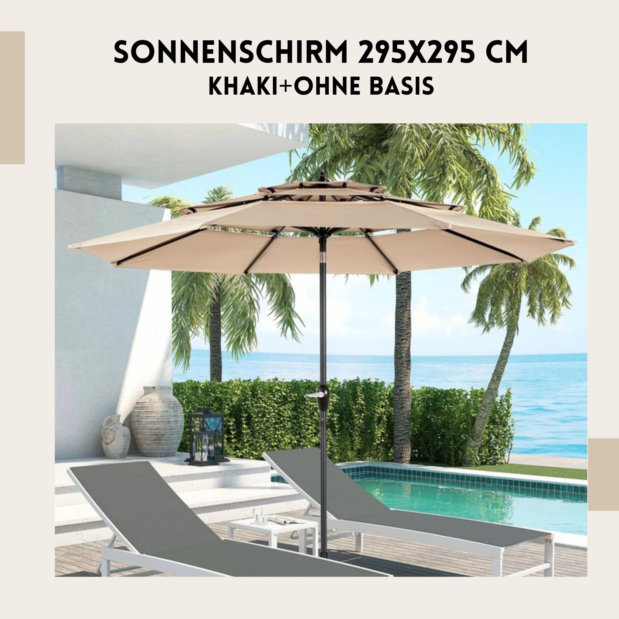SeedWave Sonnenschirm 295x295 cm mit wasserdichtem günstig online kaufen