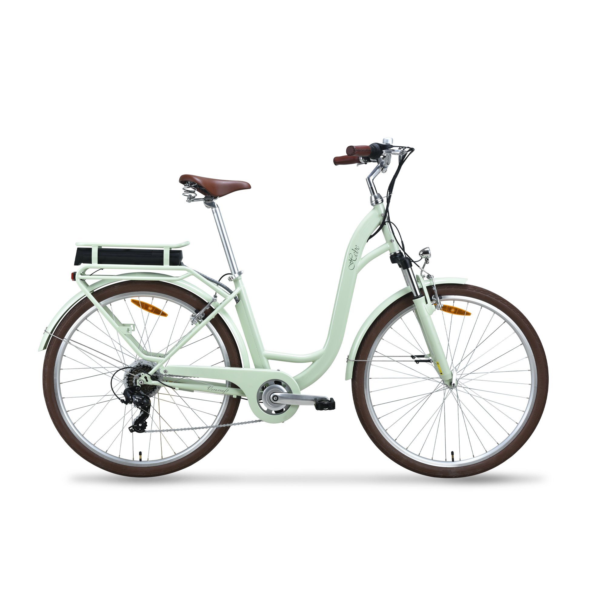 VECOCRAFT E-Bike Cityrad HEBE 25 km/h e bike damen, 7 Gang Shimano, Kettenschaltung, Heckmotor, 360 Wh
