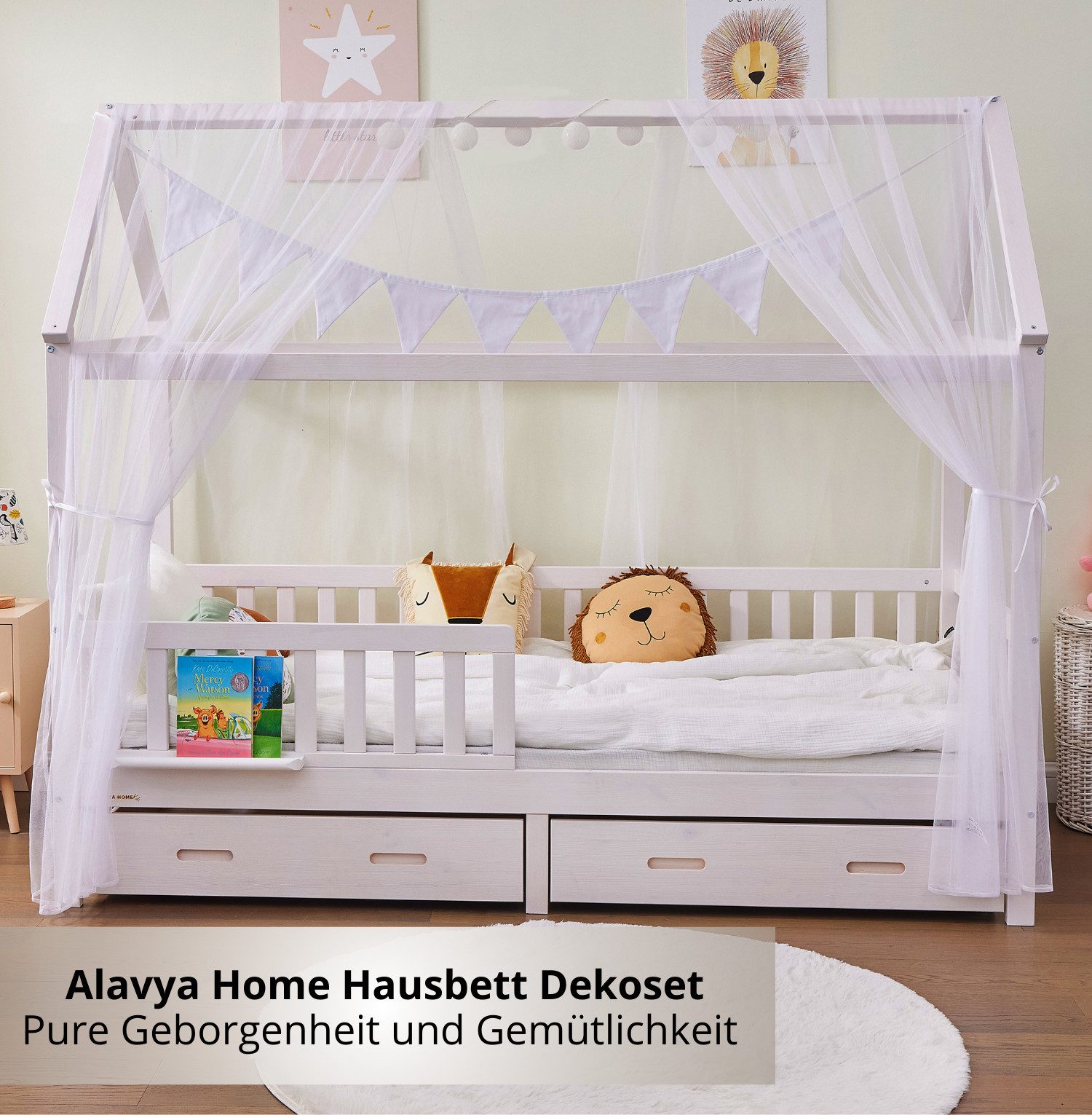 Alavya Home® Betthimmel HAUSBETT DEKO SET für Kinderbett 80x160 I 90x200 (K günstig online kaufen