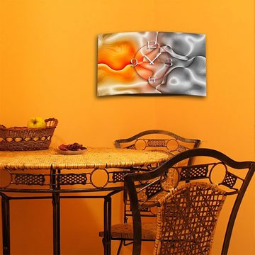 dixtime Wanduhr Abstrakt grau apricot Designer Wanduhr modernes Wanduhren Design leise (Einzigartige 3D-Optik aus 4mm Alu-Dibond)