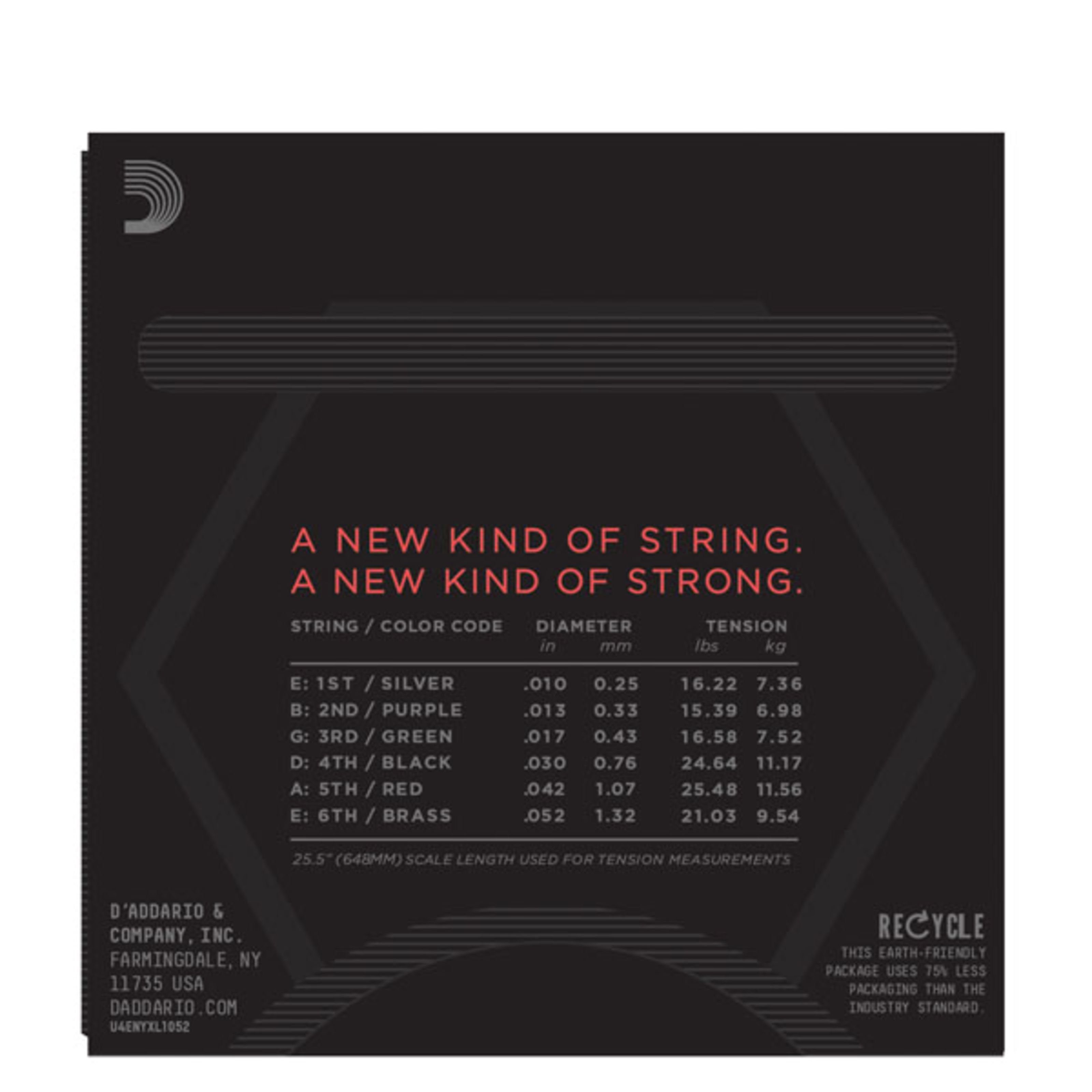 Daddario Saiten, (NYXL 10-52 Carbon Steel Alloy), NYXL 10-52 Carbon Steel Alloy - E-Gitarrensaiten