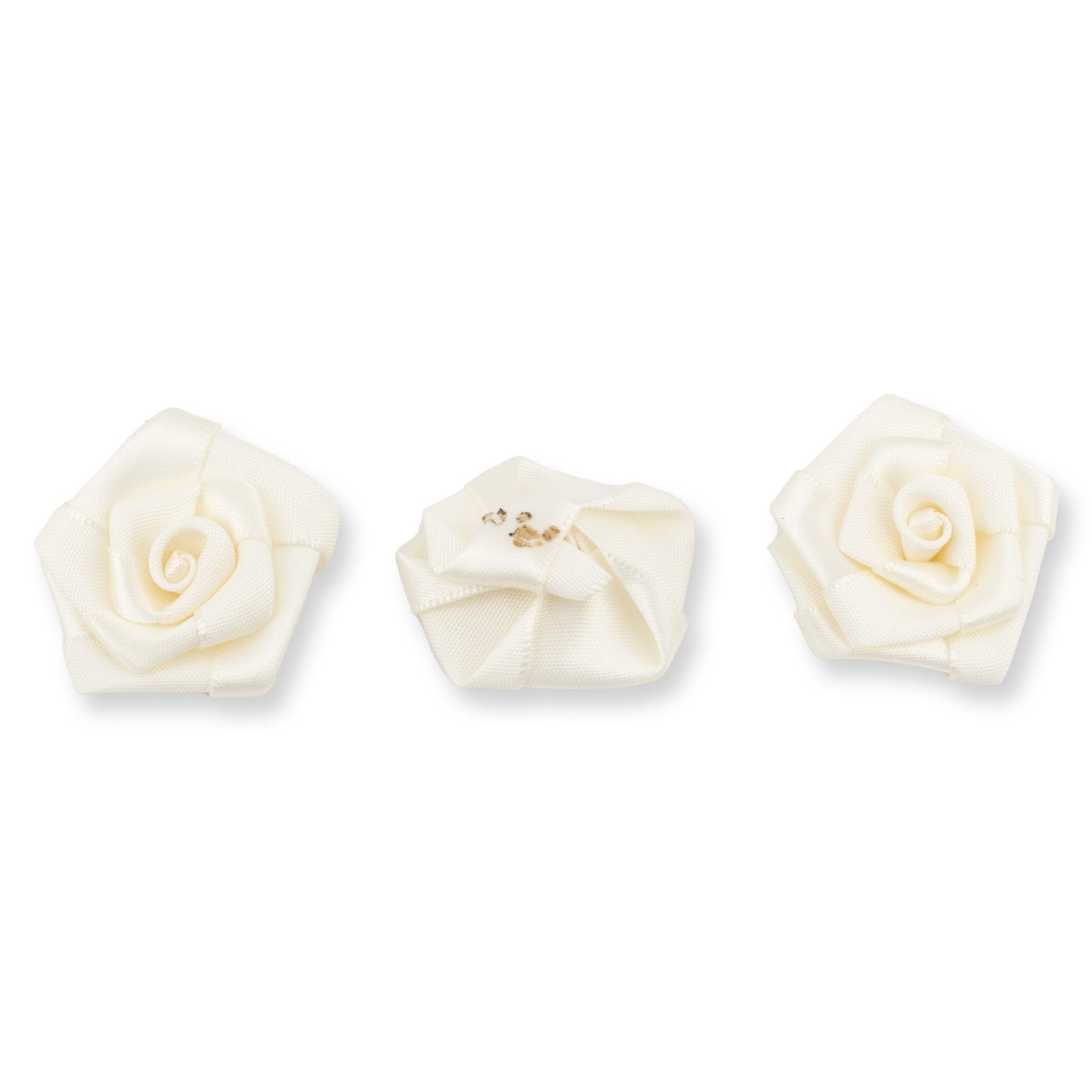 Creativery Streudeko, Satinrosen 3cm zum Basteln & Aufnähen 10 Stück Ivory / Elfenbein
