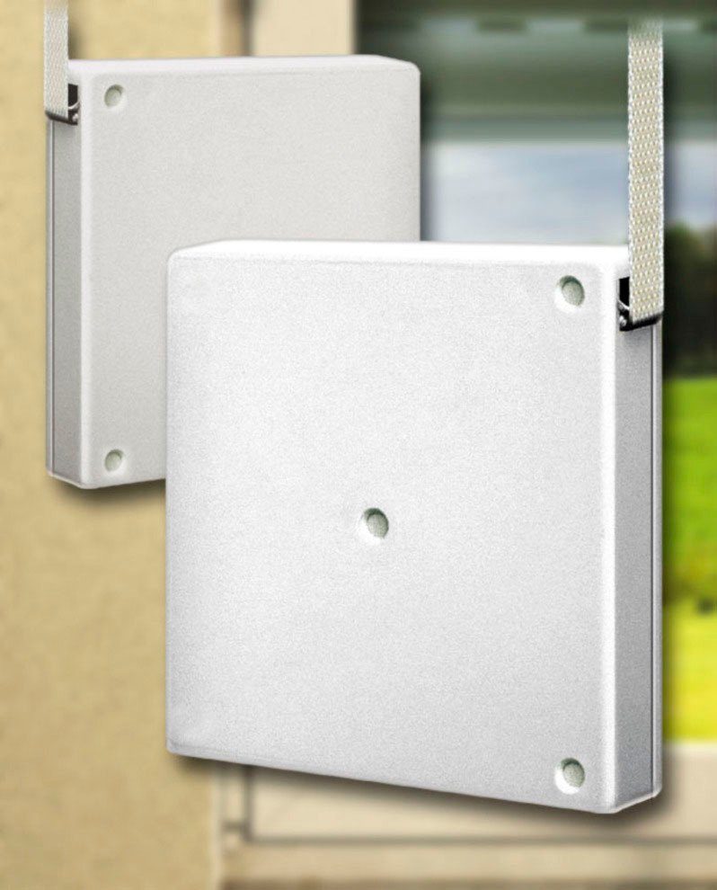 SCHELLENBERG Aufputz-Gurtwickler Minisystem, Aufschraubwickler inkl. 5 m Gurtband, Rollladengurtwickler zur Montage in der Fensterlaibung