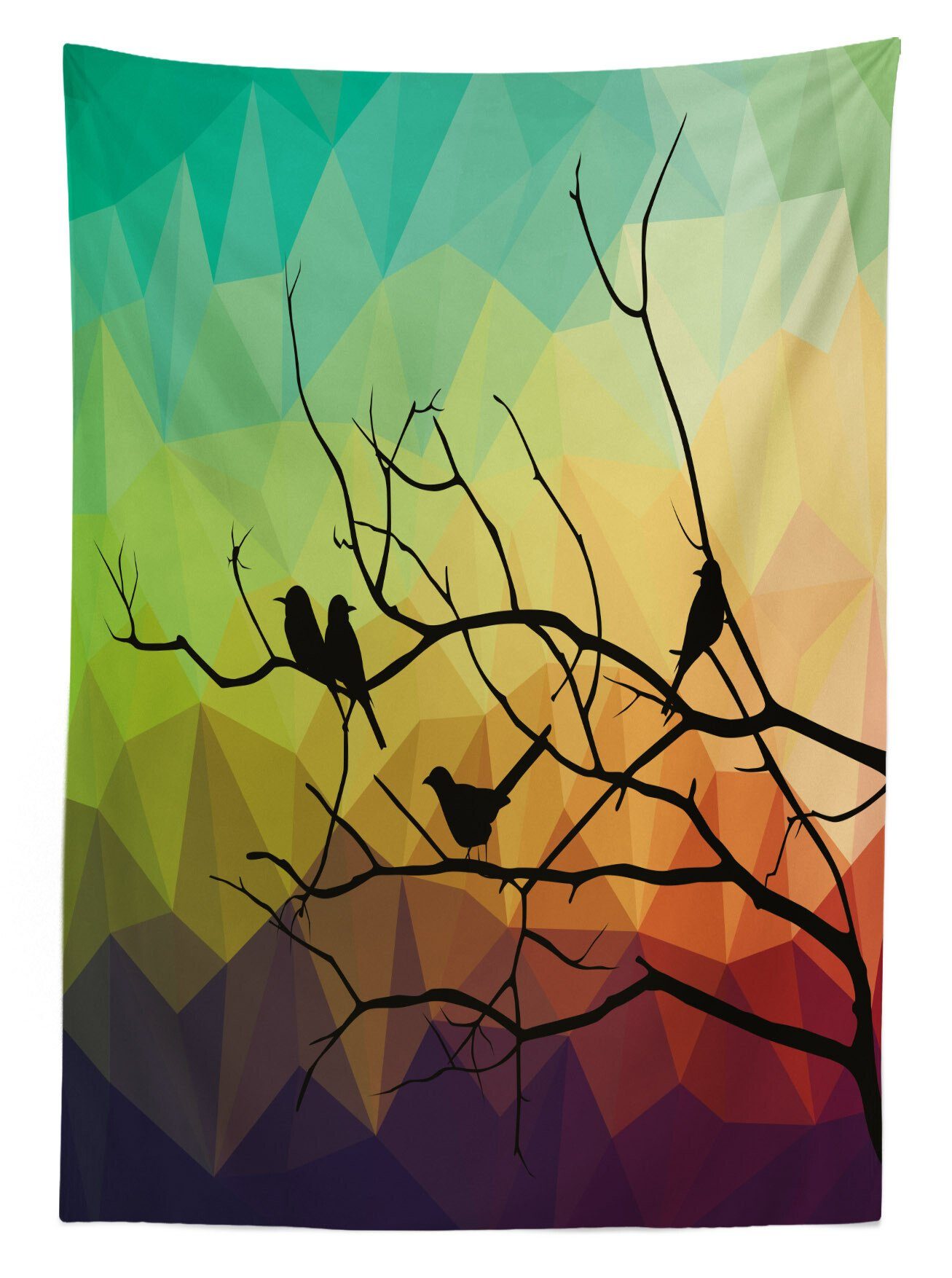 Abakuhaus Zweig Farben, Für Bereich den Waschbar Außen und Modern Abstrakt Klare Farbfest Vogel Tischdecke geeignet