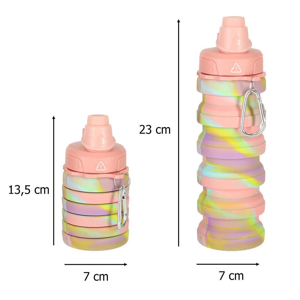 Ikonka Trinkflasche Trinkflasche faltbar 500 ml Silikon Sportflasche mit Karabiner, faltbar Silikon 500 ml leicht Karabiner kompakt Sport Flasche
