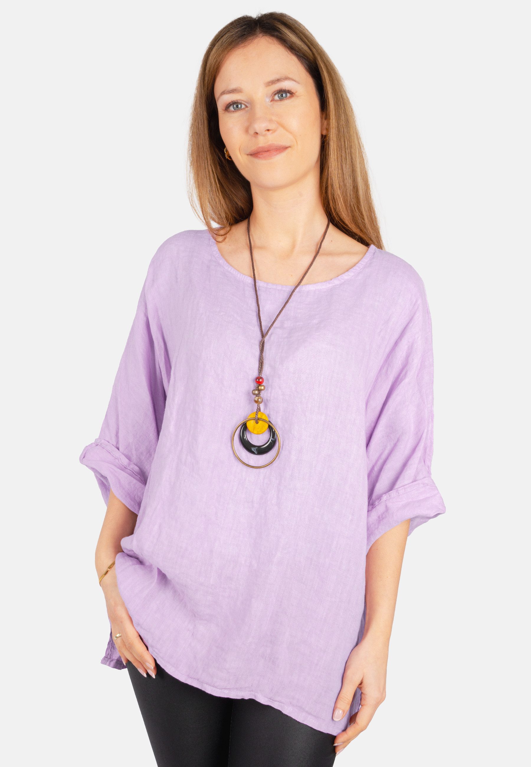 Seasons of April Kurzarmbluse Oversized Lina Weit geschnittene Leinenbluse günstig online kaufen