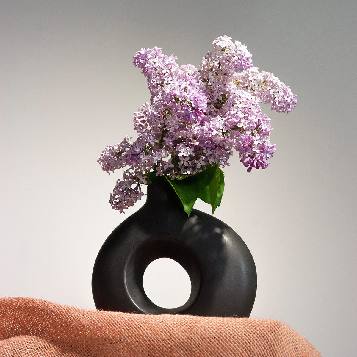 Übertopf Vase Modern Keramik Schwarz Oval 21×7×20cm Dekoration Design