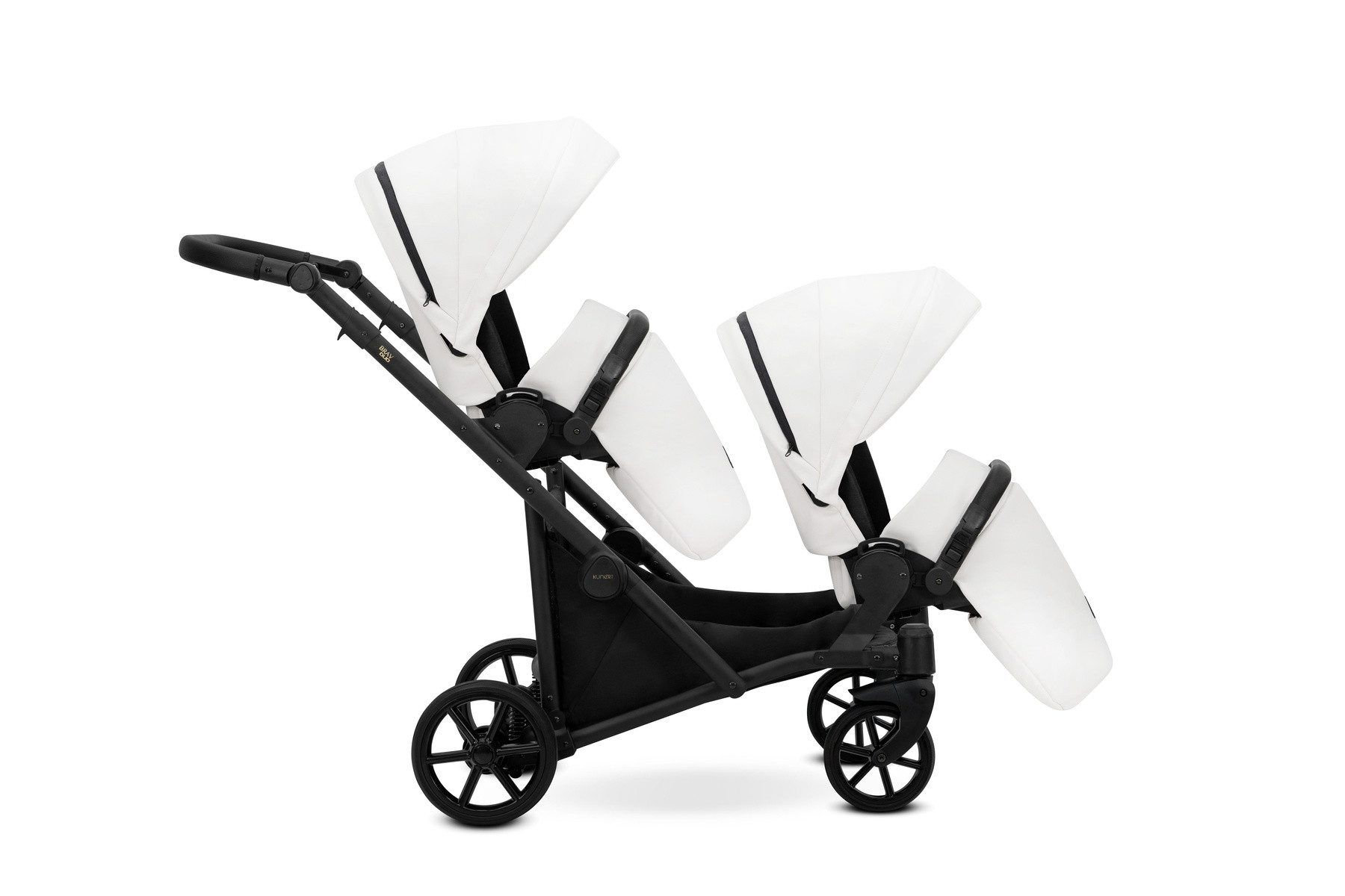 KUNERT Zwillings-Kombikinderwagen BRAV DUO 2in1 Öko-Leder Doppelkinderwagen - Flexibel und Kompakt, 12 Konfigurationen, leichtes Aluminiumgestell, große Ablagefächer