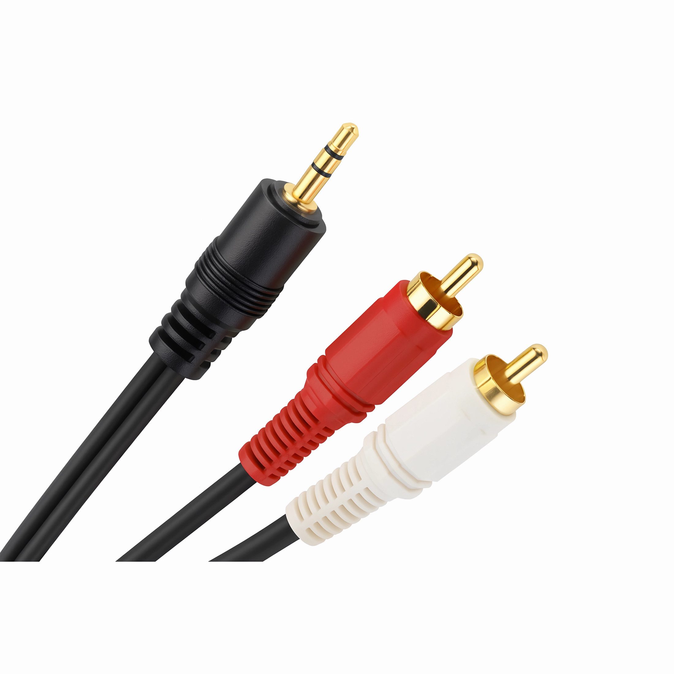 Bolwins N29 Cinch Kabel 3.5mm Klinke auf 2 Cinch RCA für Lautsprecher TV 1,5m Audio-Kabel, 3,5 mm Stereo Klinkenstecker, 2× RCA / Cinch-Stecker (Audio L + R) (150 cm), Stereo-Audioübertragung Plug & Play