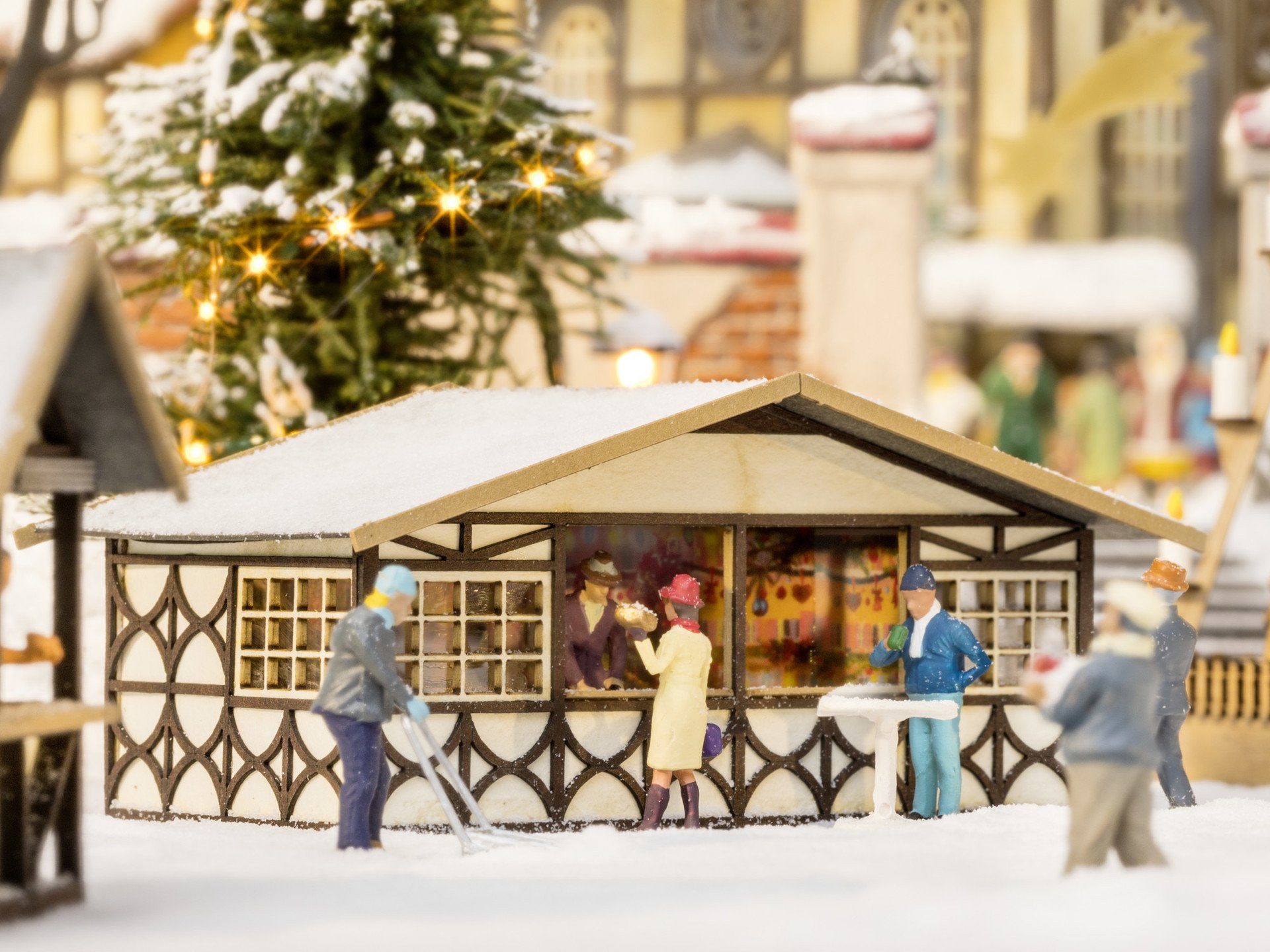 NOCH Weihnachtsfigur Weihnachtsmarktstand, Laser-Cut mini für winterlic