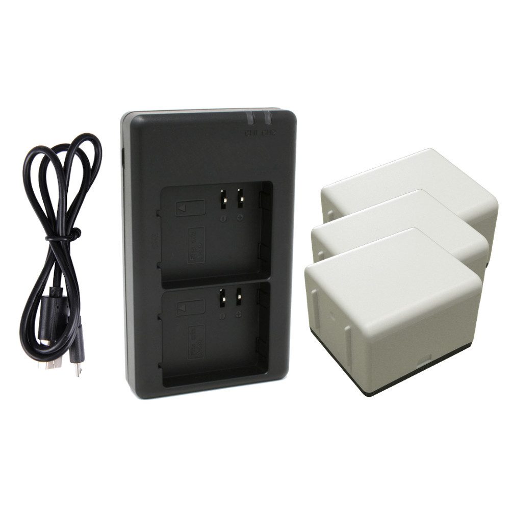 Trade-Shop 4in1 Set passend für Netgear Arlo Pro 3 FB1001-100EUS Ladegerät + 3x Kamera-Akku Li-Ion 4800 mAh (3,85 V), Mit Micro-USB und USB-C