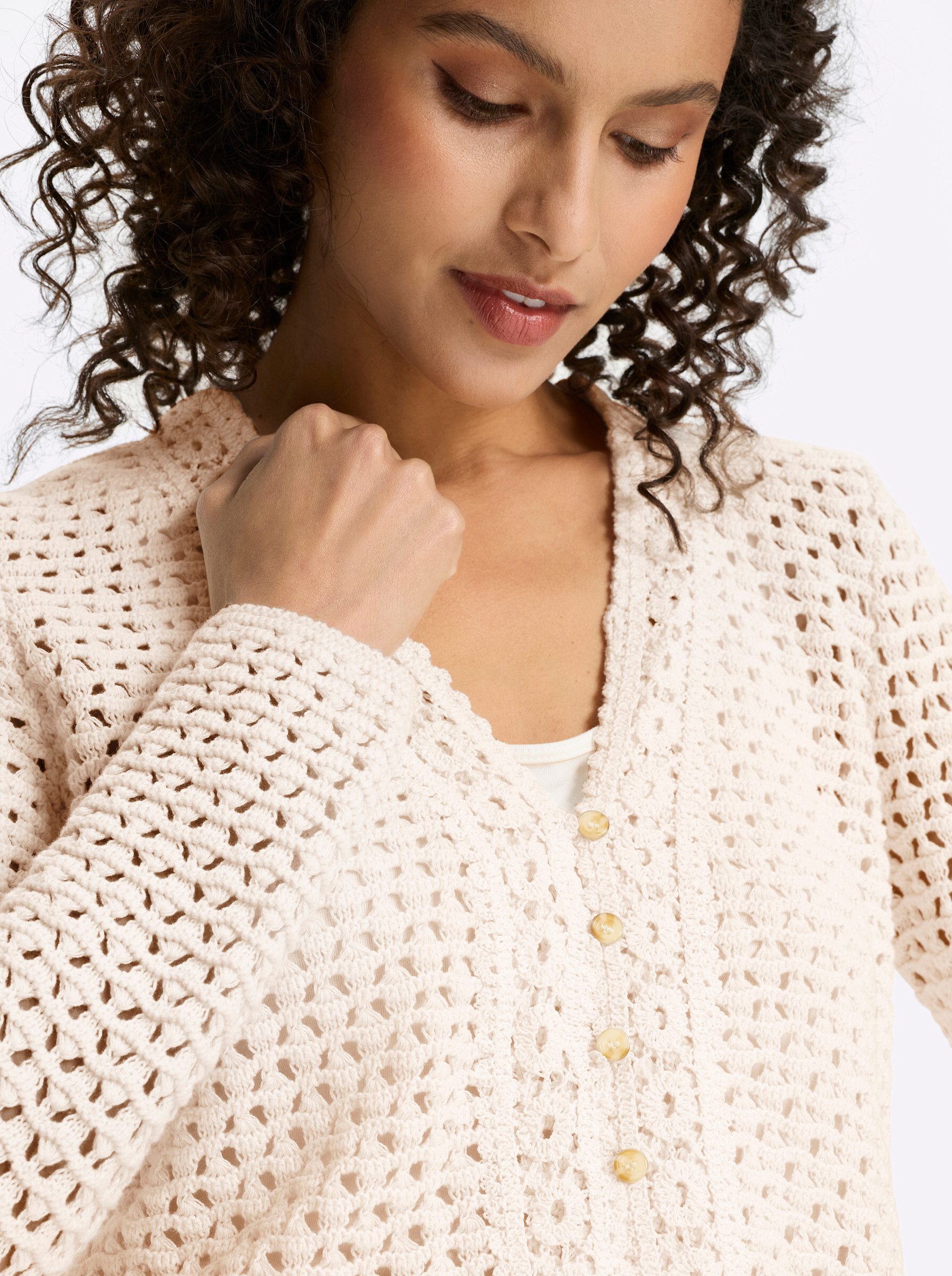 heine Strickjacke Cardigan Langarm Ajour, Struktur