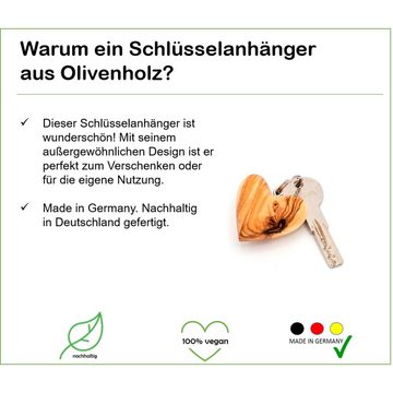Olivenholz-erleben Schlüsselanhänger Schlüsselanhänger HERZ edles Olivenholz (1-tlg), Schöne Geschenk Idee, handgefertigt, 100% Olivenholz