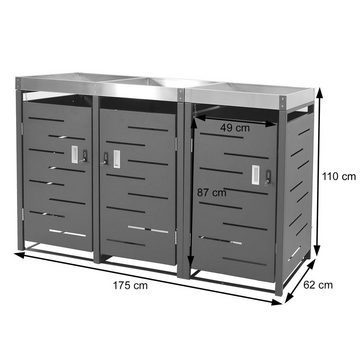 MCW Mülltonnenbox MCW-H40b-3, Mit Kippvorrichtung, Wasserablauflöchern, Magnetischer Türverschluss