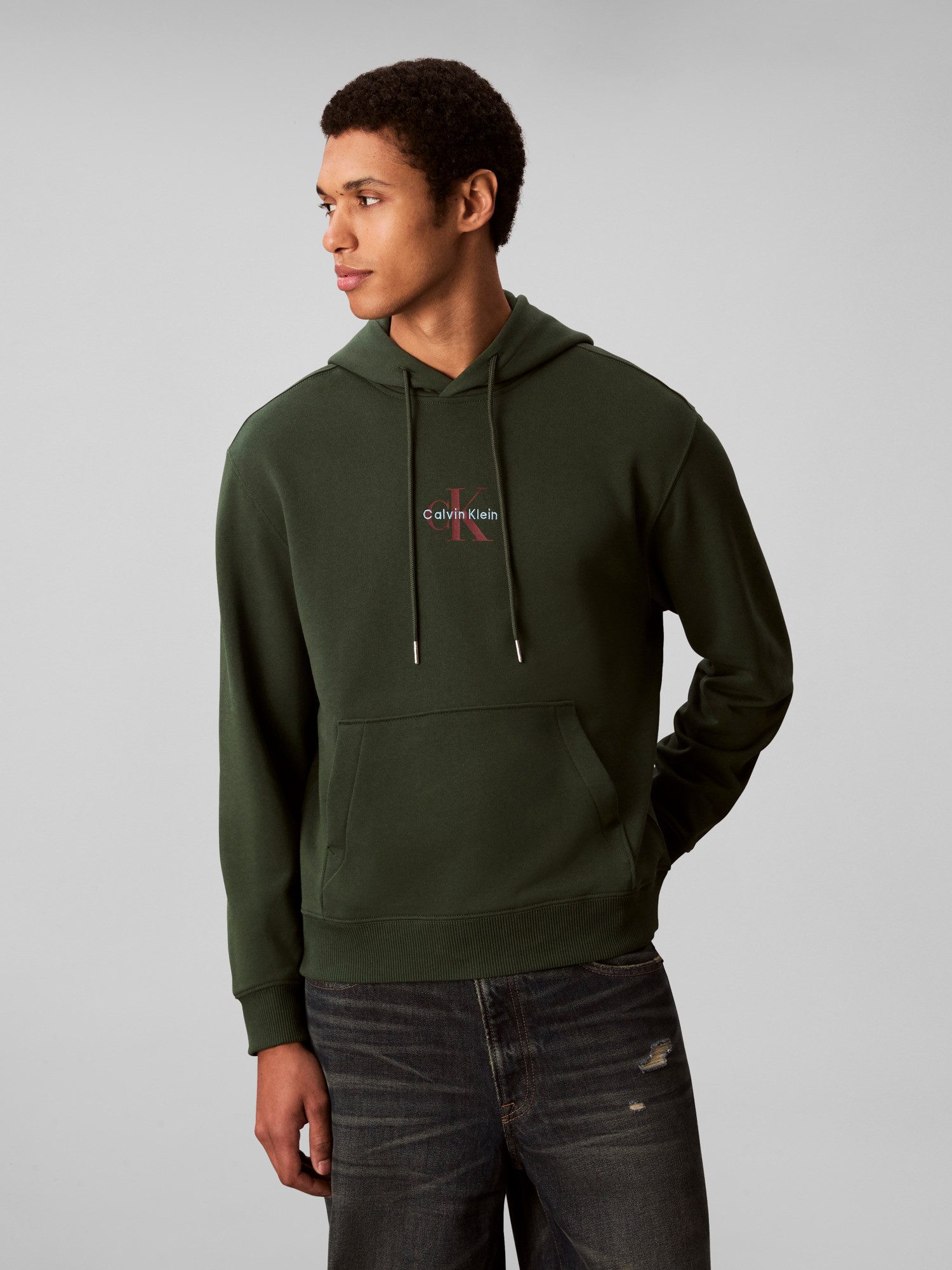 Calvin Klein Jeans Sweatshirt LS EU 350TERRY MICRO MONOLOGO HO Kapuze, regular fit
