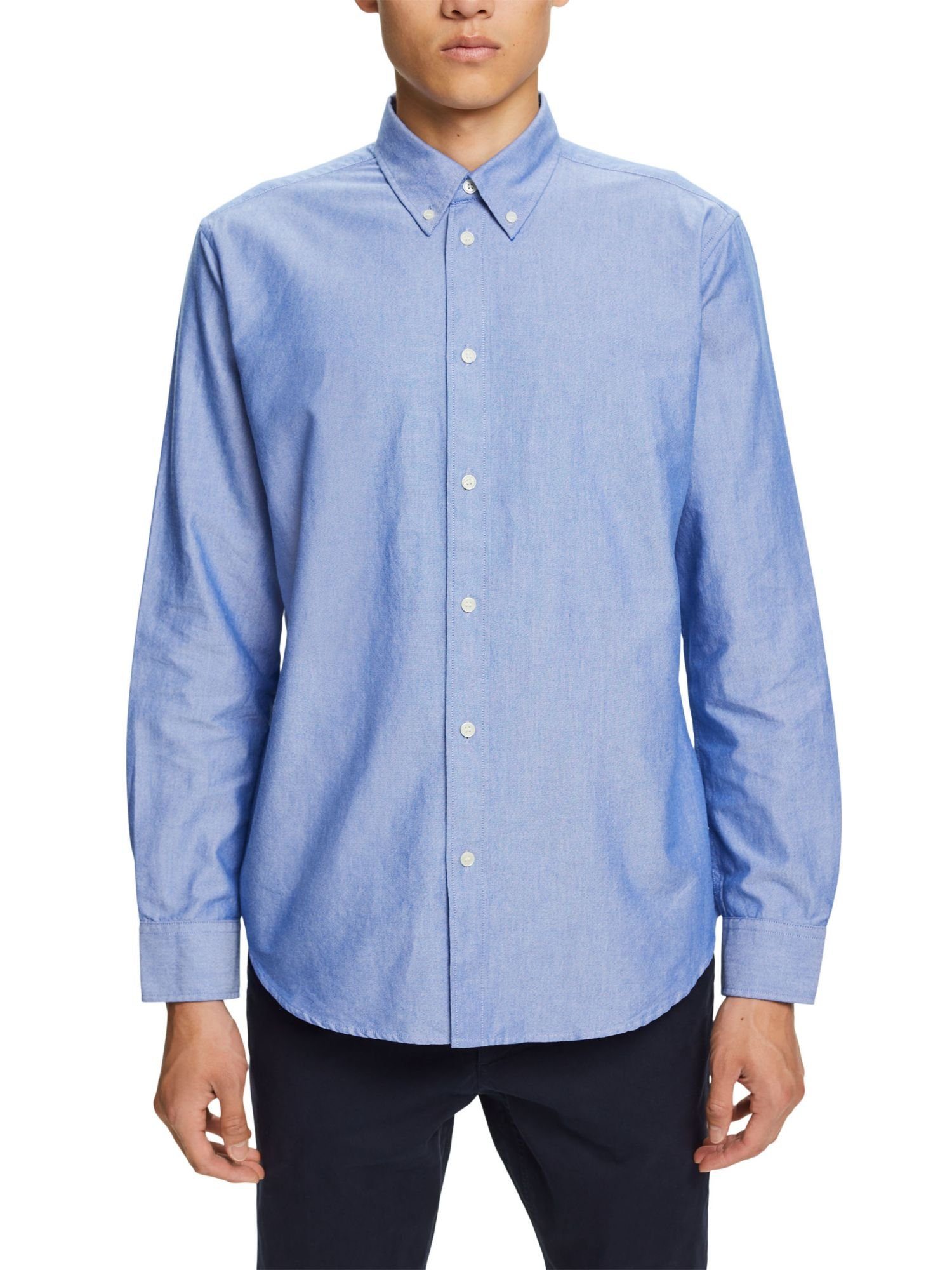 Esprit BRIGHT aus Baumwollpopeline Button-Down-Hemd BLUE Langarmhemd