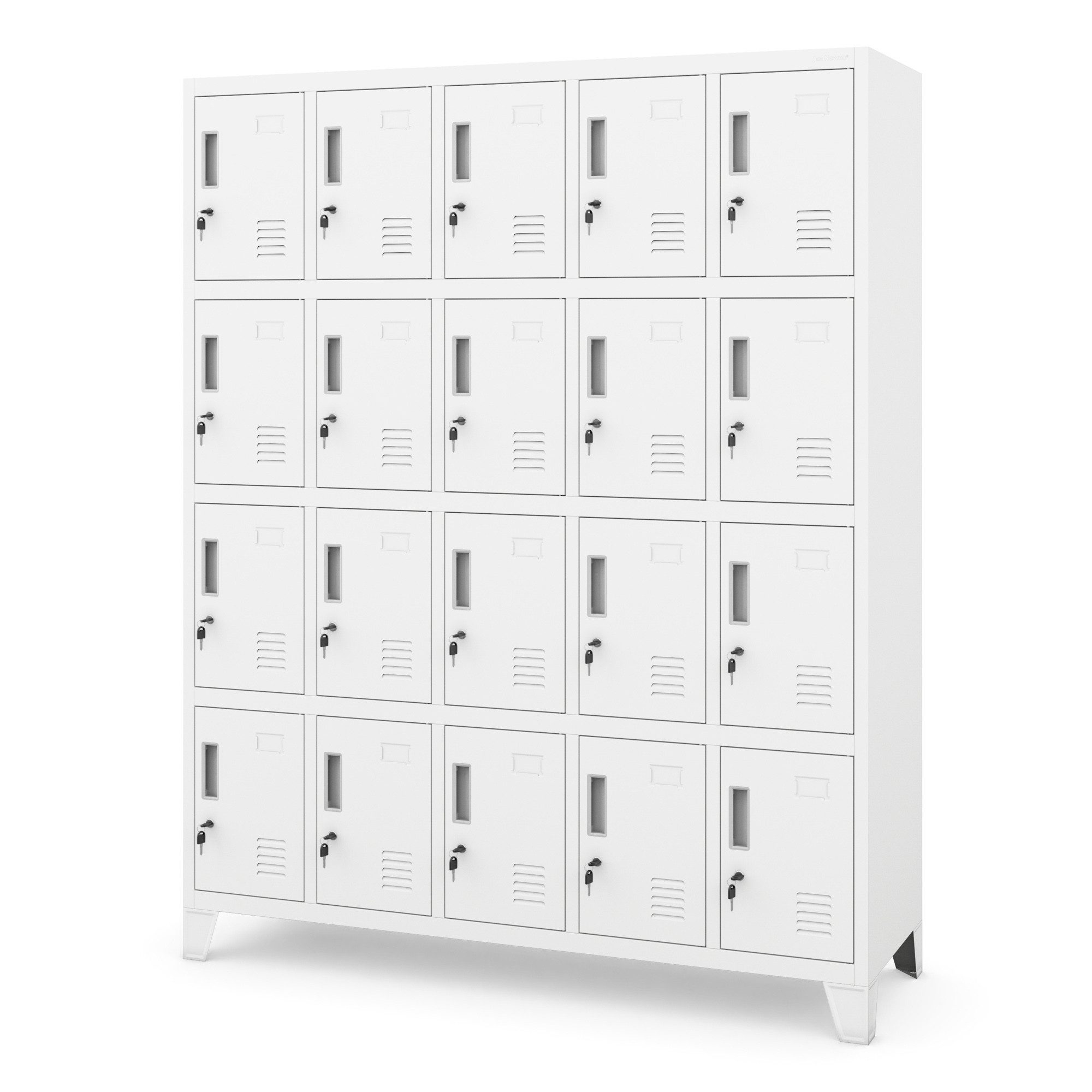 Jan Nowak Mehrzweckschrank Metall Schließfachschrank 136 cm ROBERT 20 Fächer abschließbar (Spind Garderobenschrank Umkleide Arbeitsraum Sozialraum Betrieb, Stahl 0,6 mm 172 x 136 x 45 cm Wandmontage 20 Schlüssel robust) Lüftungsschlitze Namensschildhalter Zylinderschloss 13 Farben
