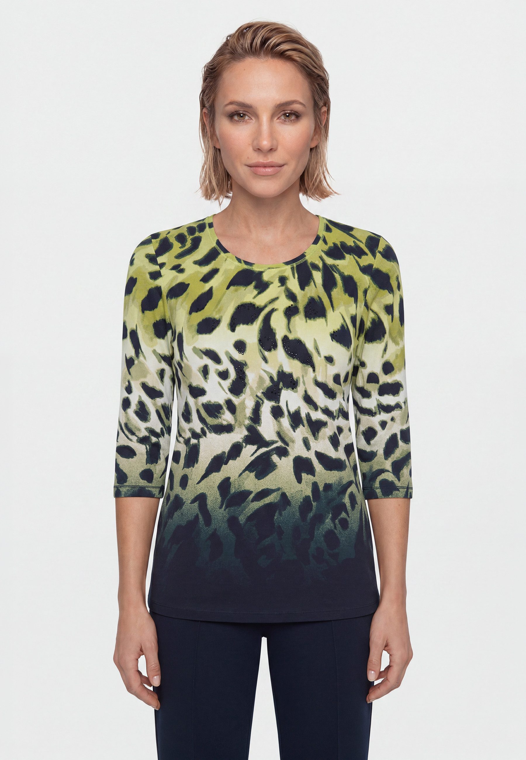 Olsen T-Shirt mit Panneaux-Print und Zierelementen