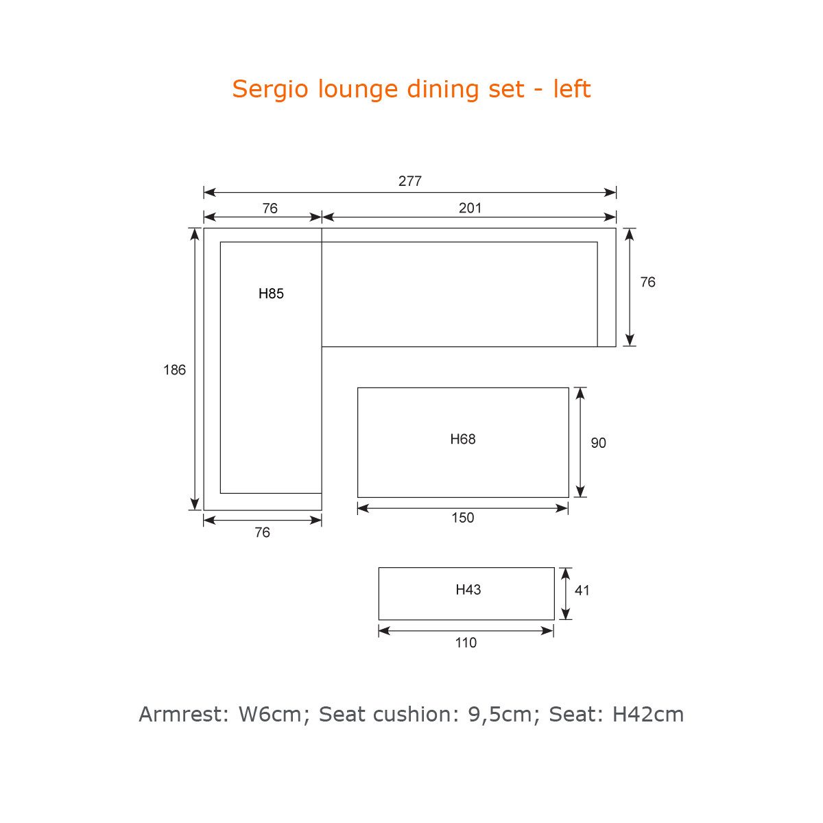 Garden Impressions Gartenlounge-Set Eck Lounge Sergio links Sitzgruppe Garnitur Gruppe hoch wetterfest, inkl. Auflagen