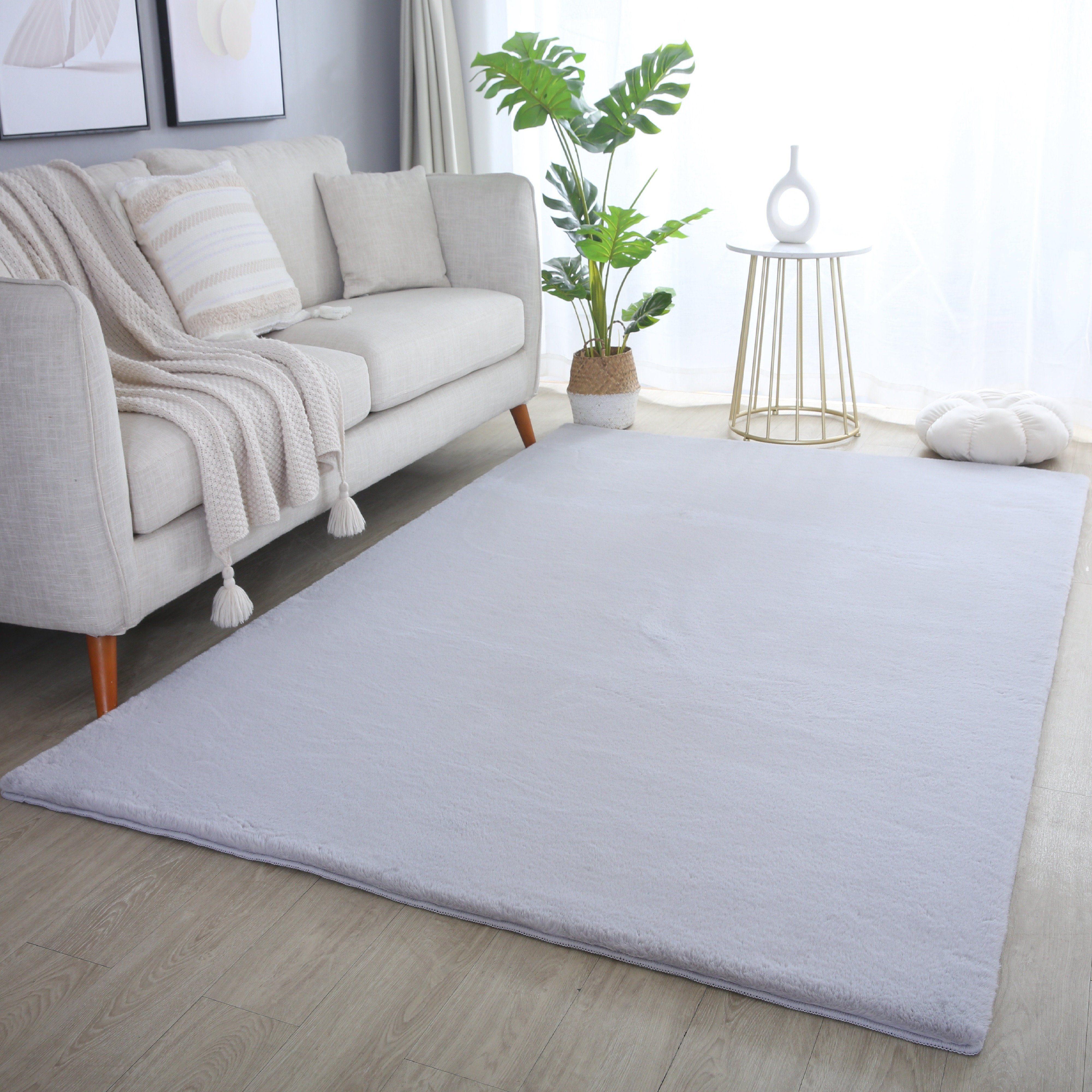 Ayyildiz Teppiche Hochflor-Teppich POUFFY 5100, auch als Läufer und Rund, rechteckig, Höhe: 20 mm, Läufer, weicher glatter Softflor, Kaninchen Fell Haptik, waschbar