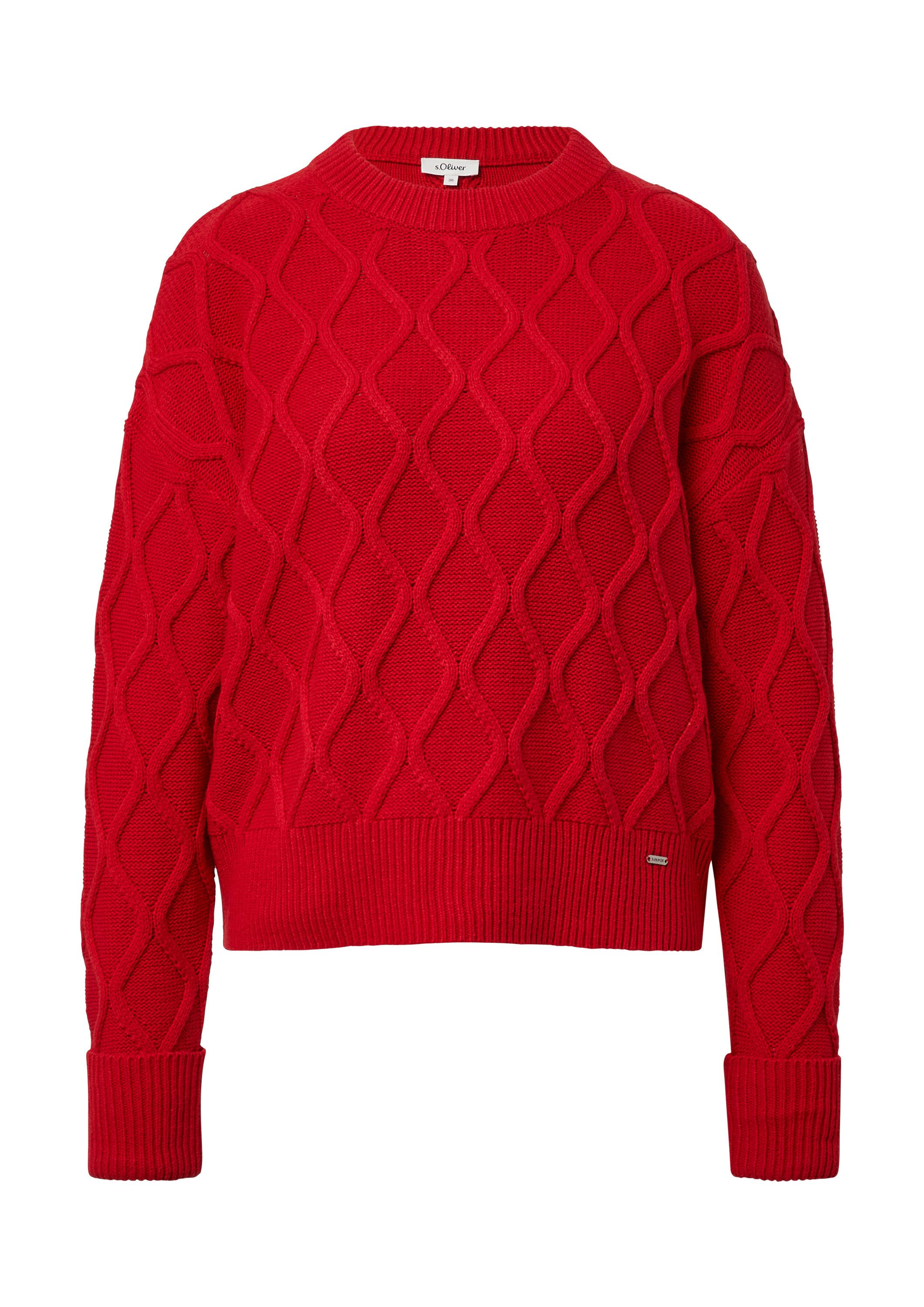 s.Oliver Longpullover Strickpullover Pullover im Relaxed Fit mit Zopfmuster günstig online kaufen